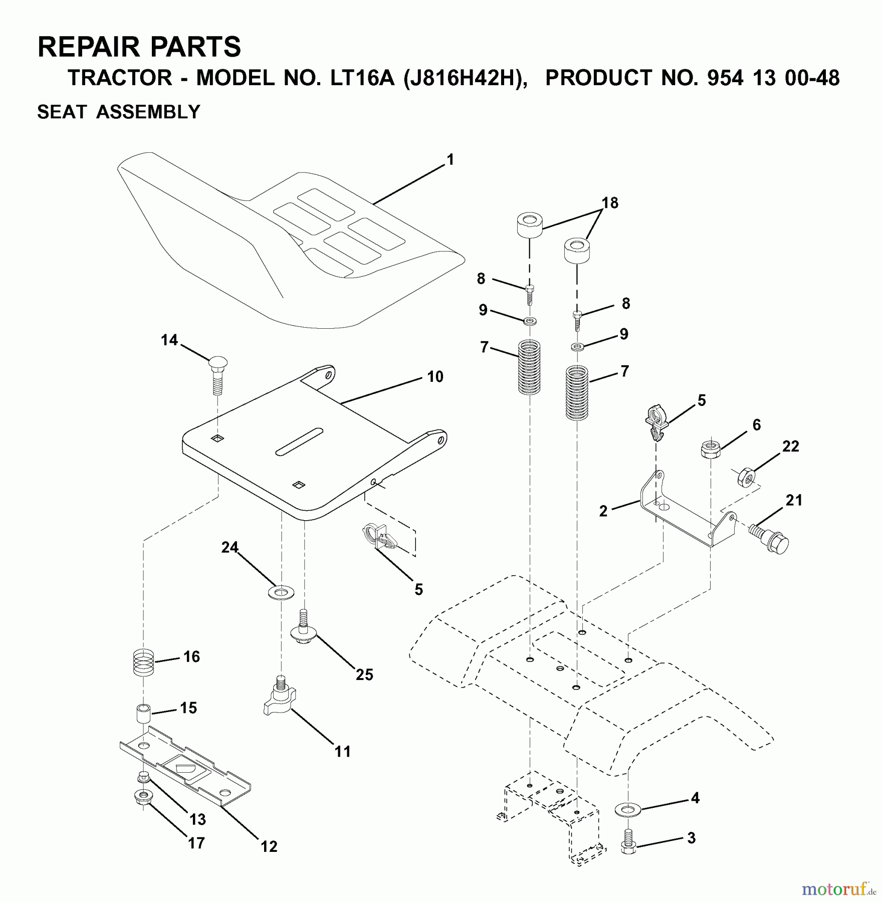  Jonsered Rasen  und Garten Traktoren LT16A (J816H42H, 954130048) - Jonsered Lawn & Garden Tractor (2001-01) SEAT