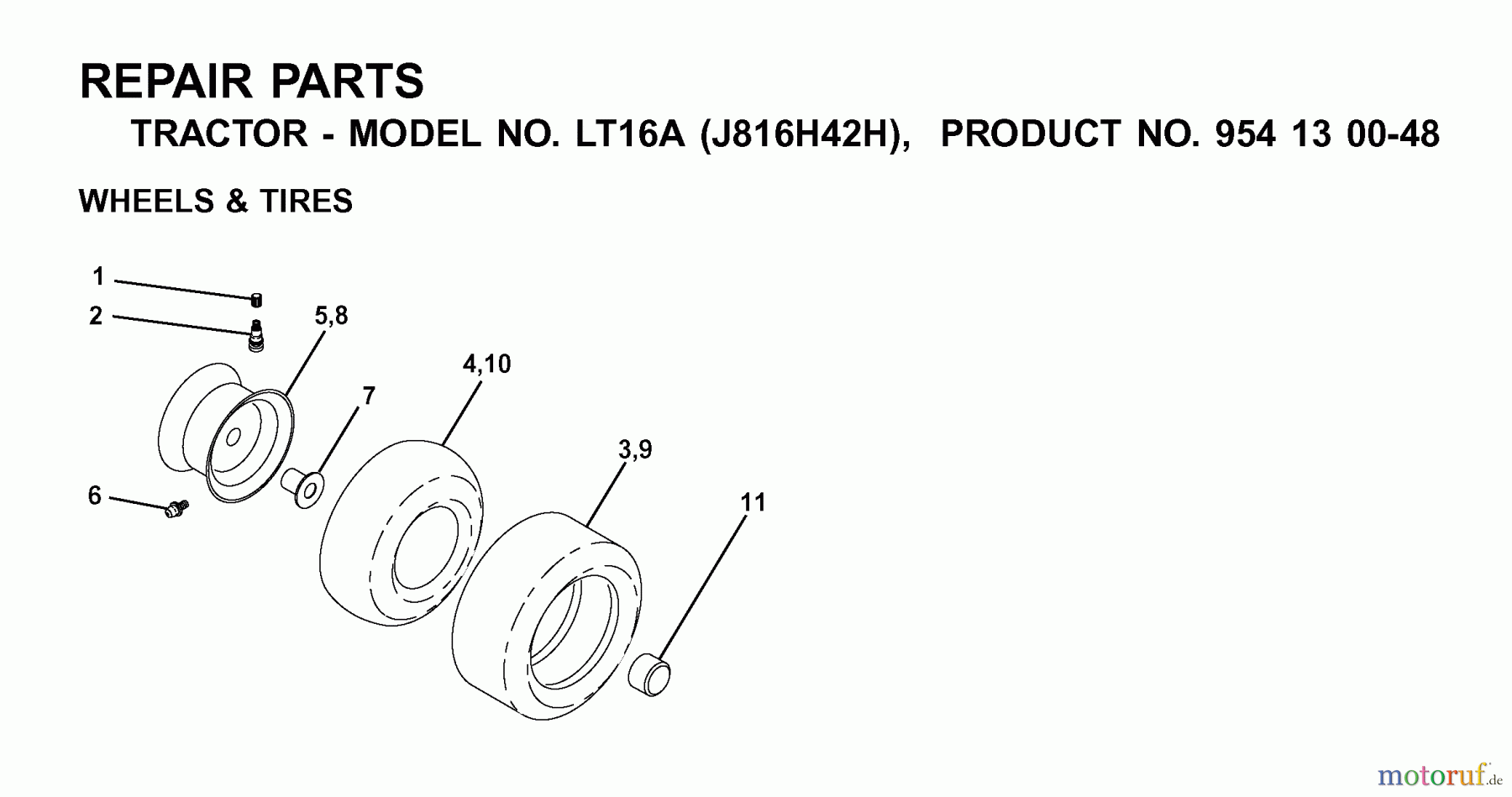 Jonsered Rasen und Garten Traktoren LT16A (J816H42H, 954130048) - Jonsered Lawn & Garden Tractor (2001-01) WHEELS TIRES