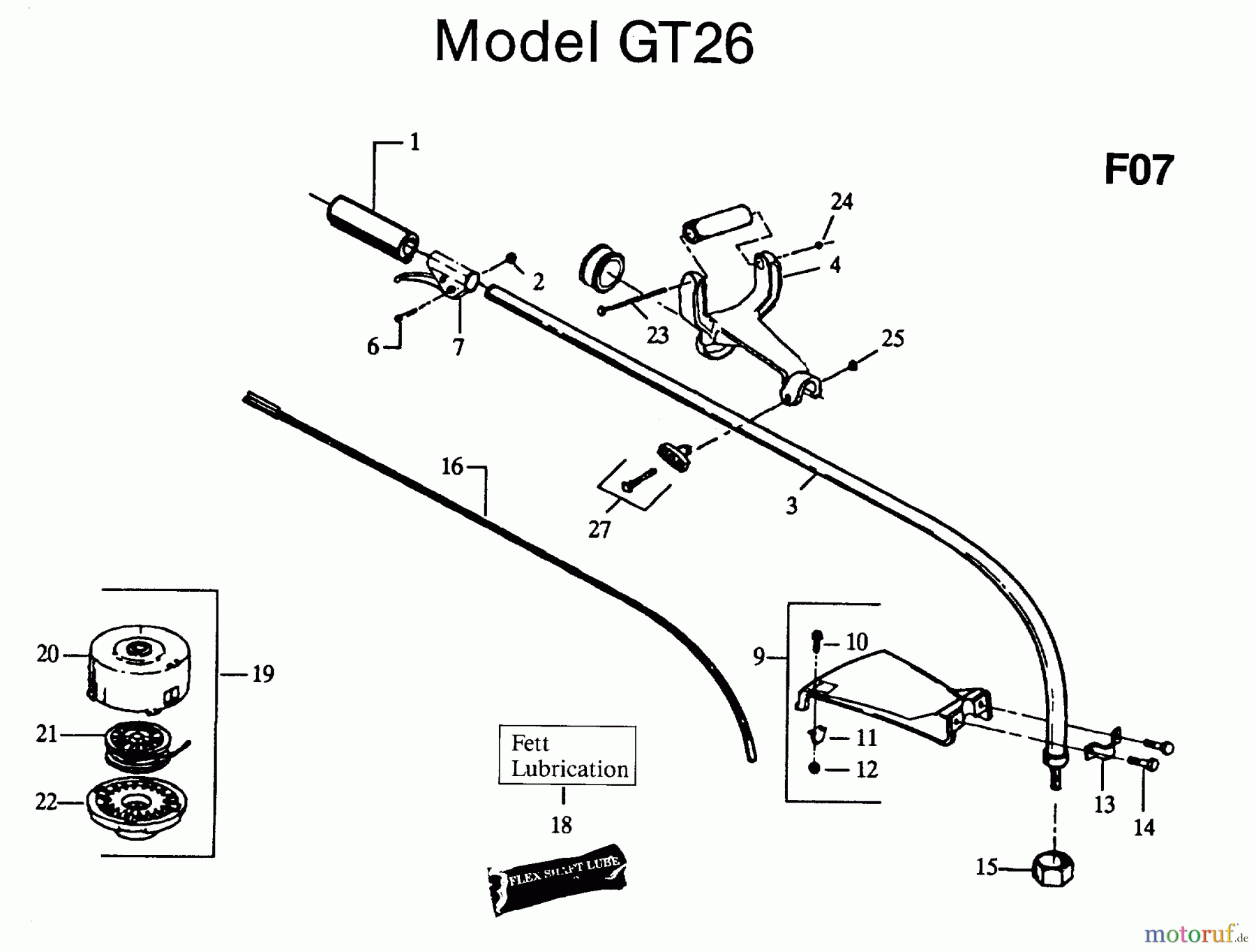 Jonsered Motorsensen, Trimmer GT32 - Jonsered String/Brush Trimmer (1991-02) SHAFT HANDLE #1