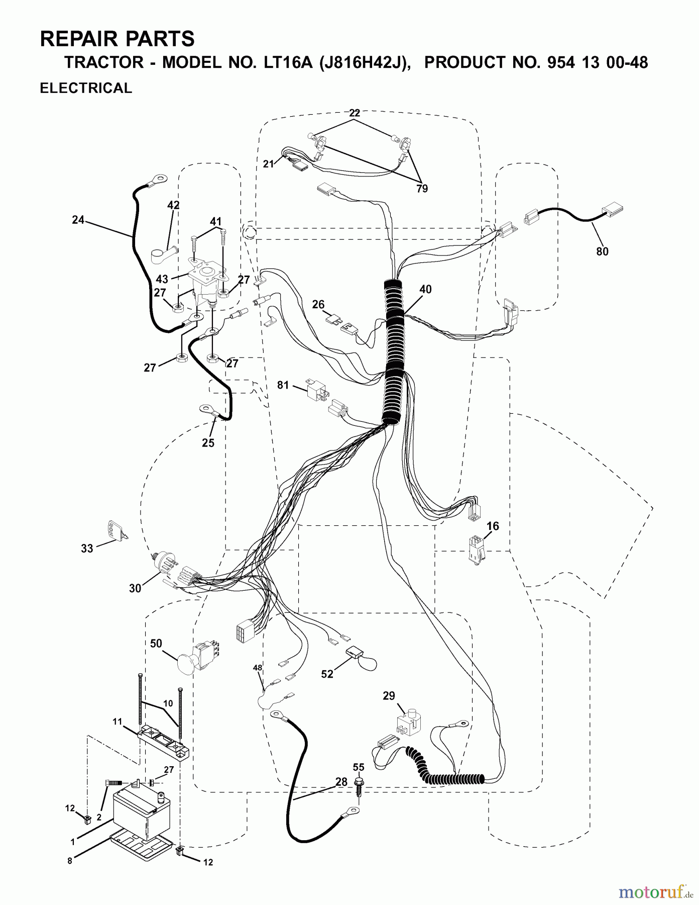 Jonsered Rasen und Garten Traktoren LT16A (J816H42J, 954130048) - Jonsered Lawn & Garden Tractor (2001-02) ELECTRICAL