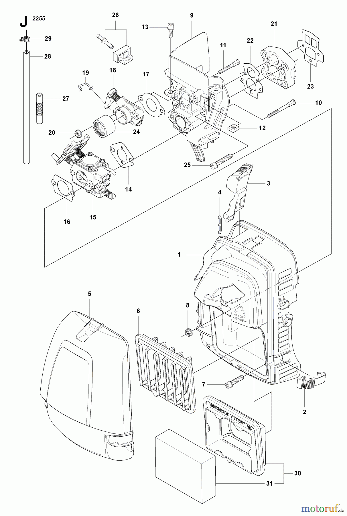 Jonsered Motorsensen, Trimmer MC2255 - Jonsered String/Brush Trimmer (2008-07) CARBURETOR AIR FILTER