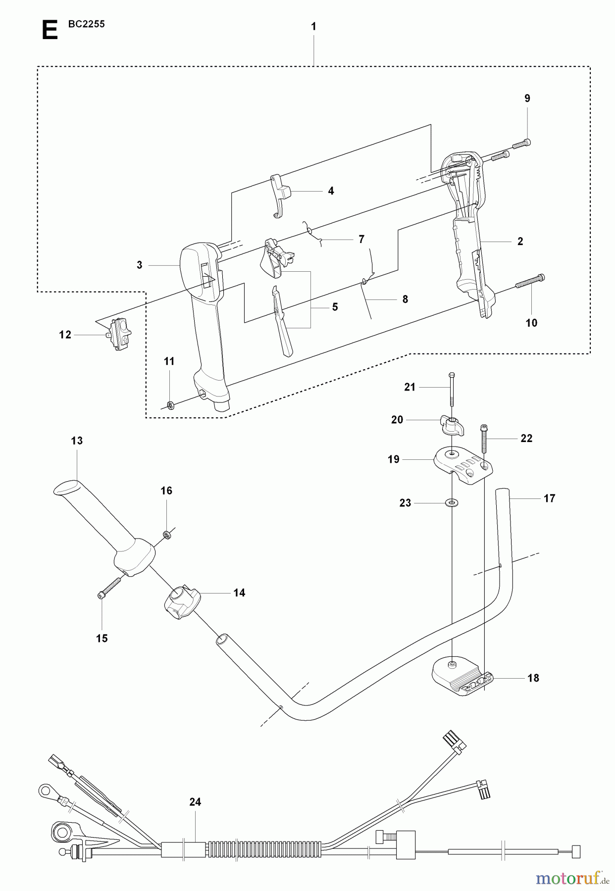 Jonsered Motorsensen, Trimmer MC2255 - Jonsered String/Brush Trimmer (2008-07) HANDLE CONTROLS