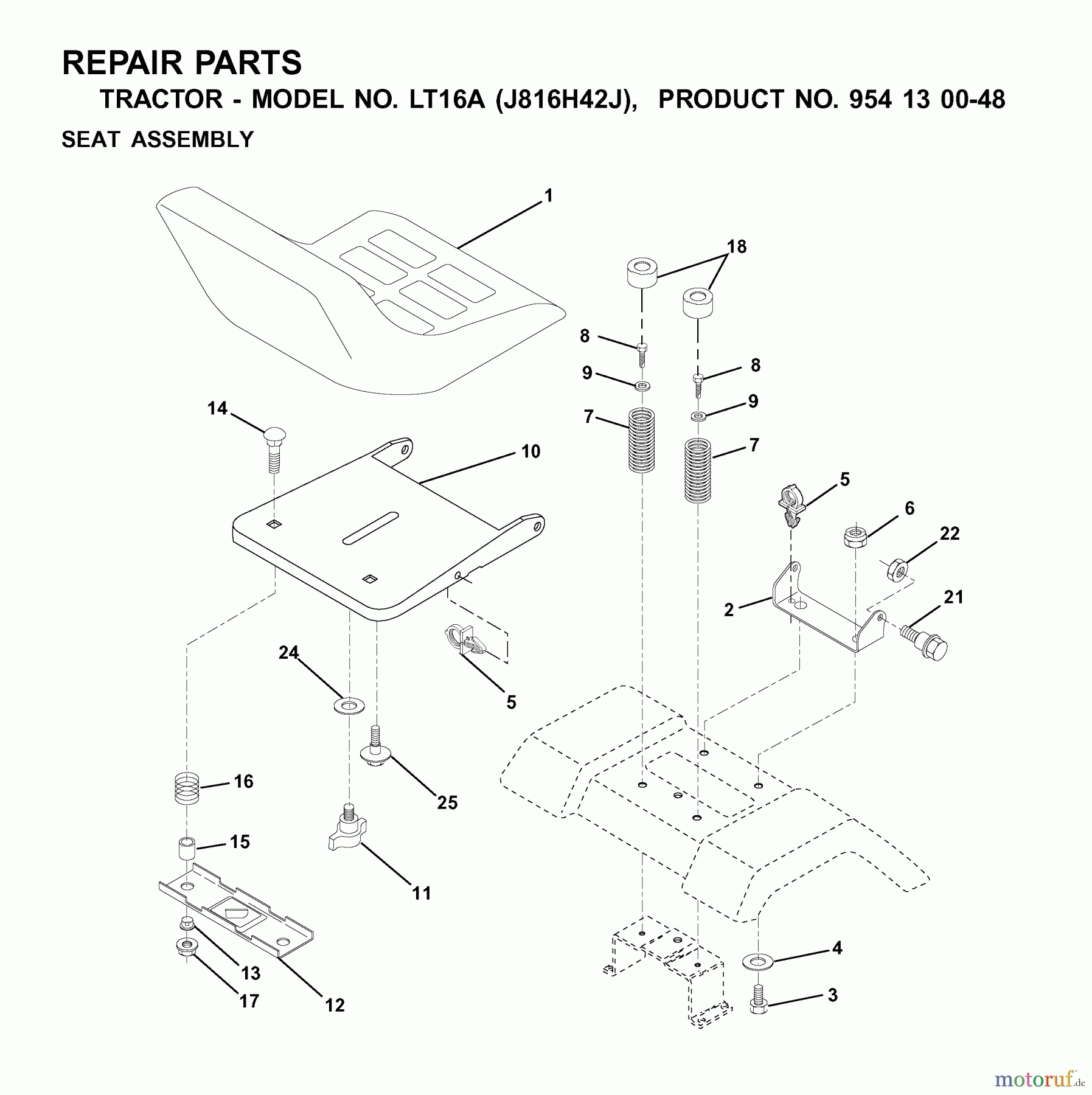 Jonsered Rasen und Garten Traktoren LT16A (J816H42J, 954130048) - Jonsered Lawn & Garden Tractor (2001-02) SEAT