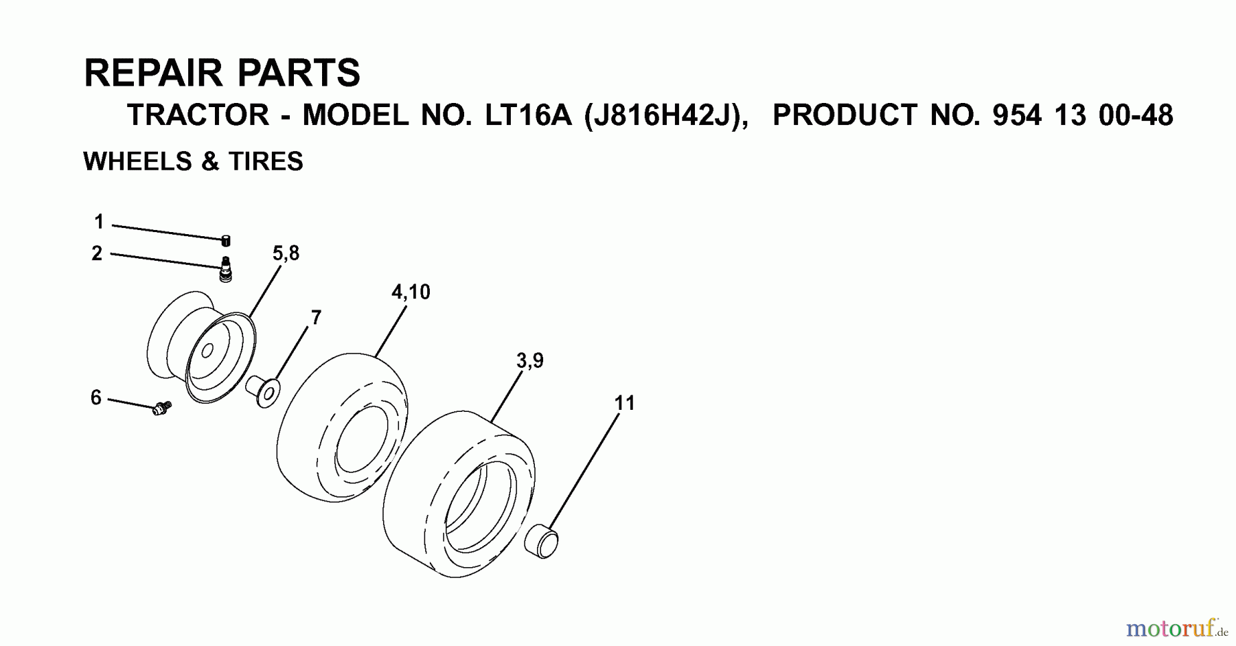 Jonsered Rasen und Garten Traktoren LT16A (J816H42J, 954130048) - Jonsered Lawn & Garden Tractor (2001-02) WHEELS TIRES