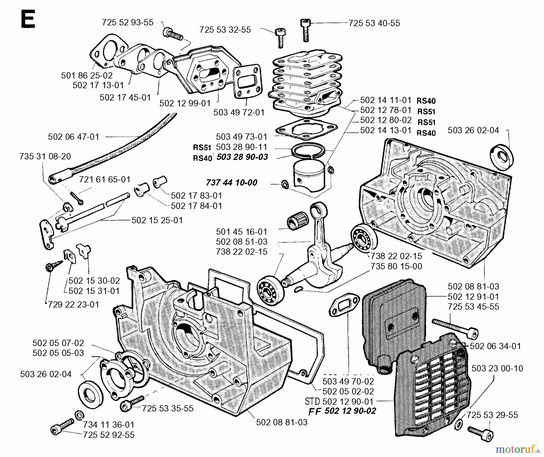 Jonsered Motorsensen, Trimmer RS40 - Jonsered String/Brush Trimmer (1991-09) CYLINDER CRANKCASE