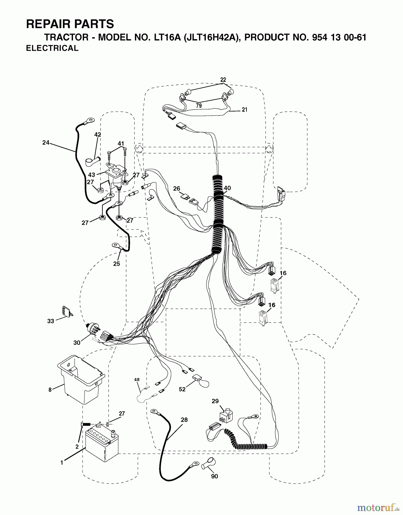 Jonsered Rasen und Garten Traktoren LT16A (JLT16H42A, 954130061) - Jonsered Lawn & Garden Tractor (2002-06) ELECTRICAL