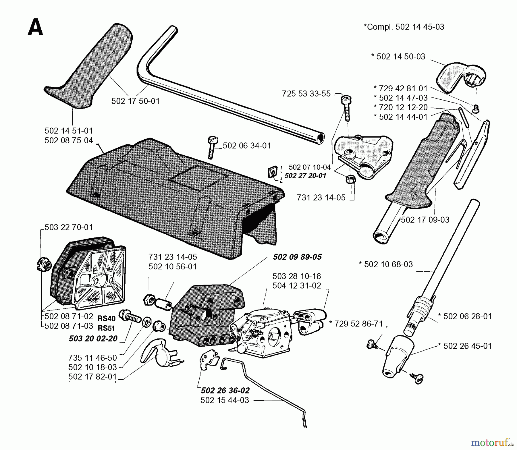 Jonsered Motorsensen, Trimmer RS40 - Jonsered String/Brush Trimmer (1993-05) HANDLE CONTROLS