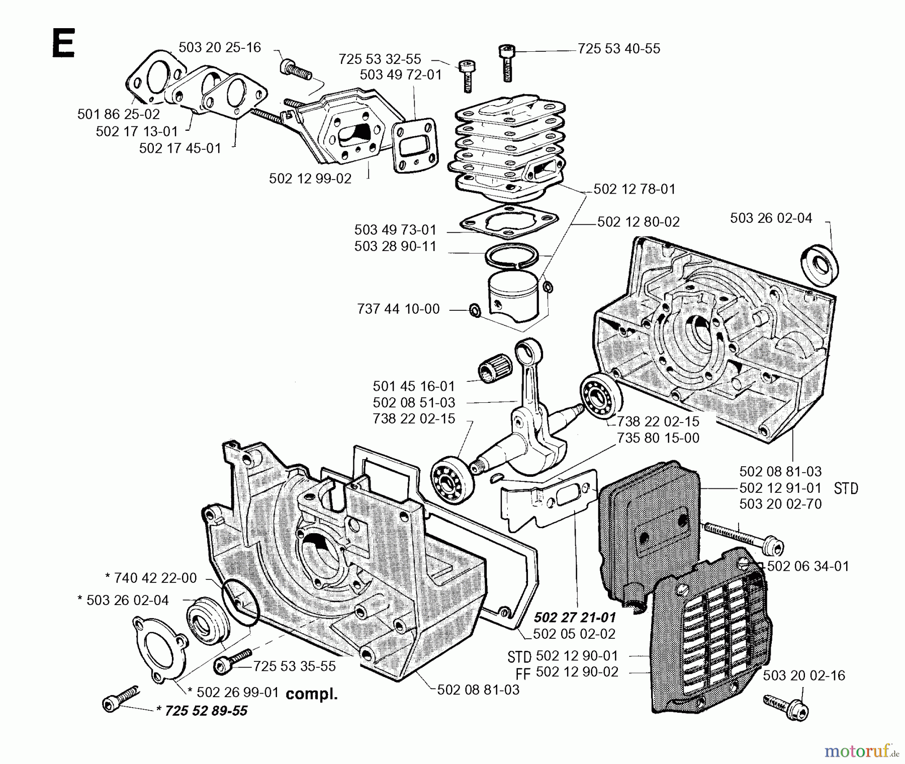 Jonsered Motorsensen, Trimmer RS51 - Jonsered String/Brush Trimmer (1994-06) CYLINDER CRANKCASE