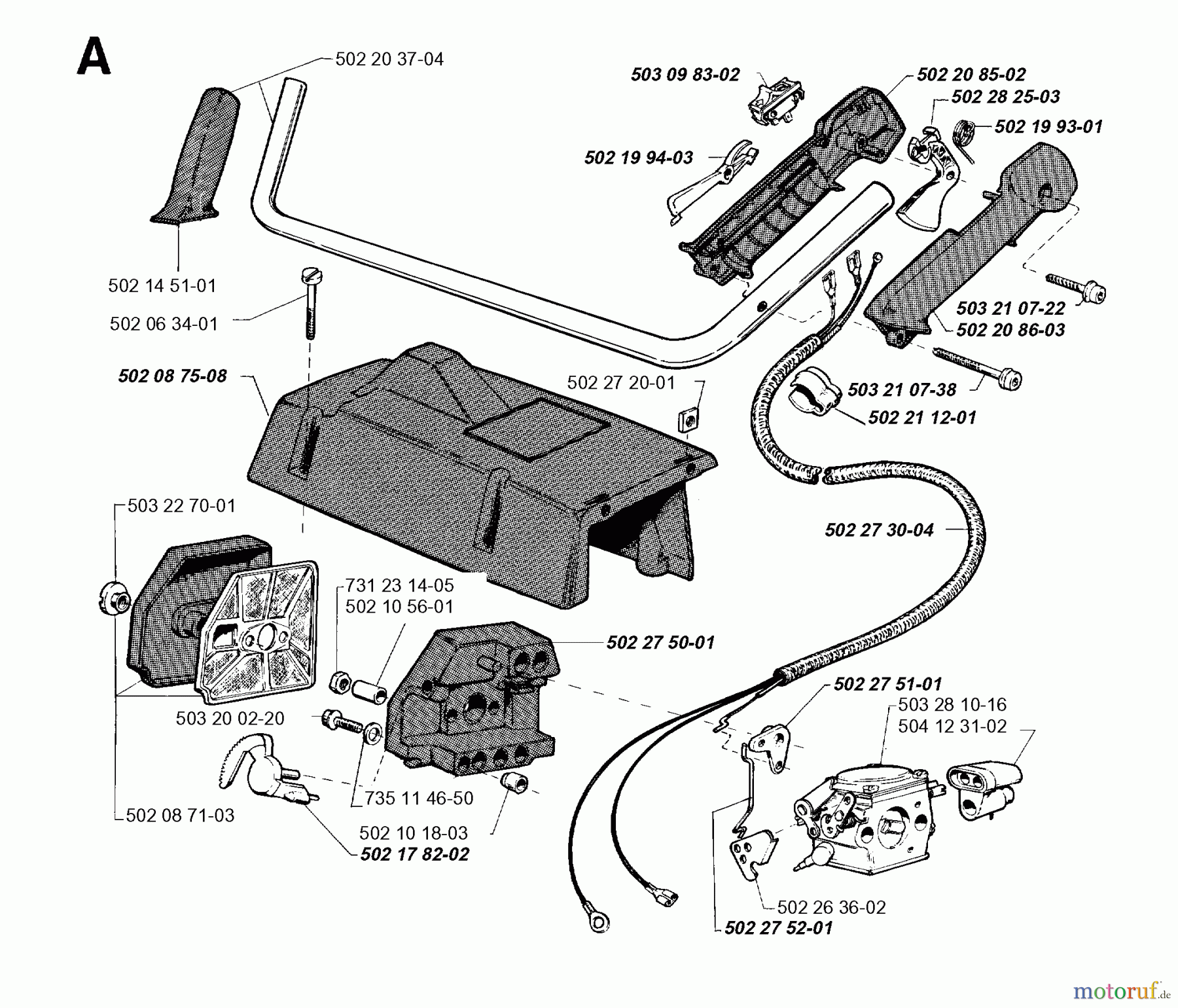 Jonsered Motorsensen, Trimmer RS51 - Jonsered String/Brush Trimmer (1994-06) HANDLE CONTROLS