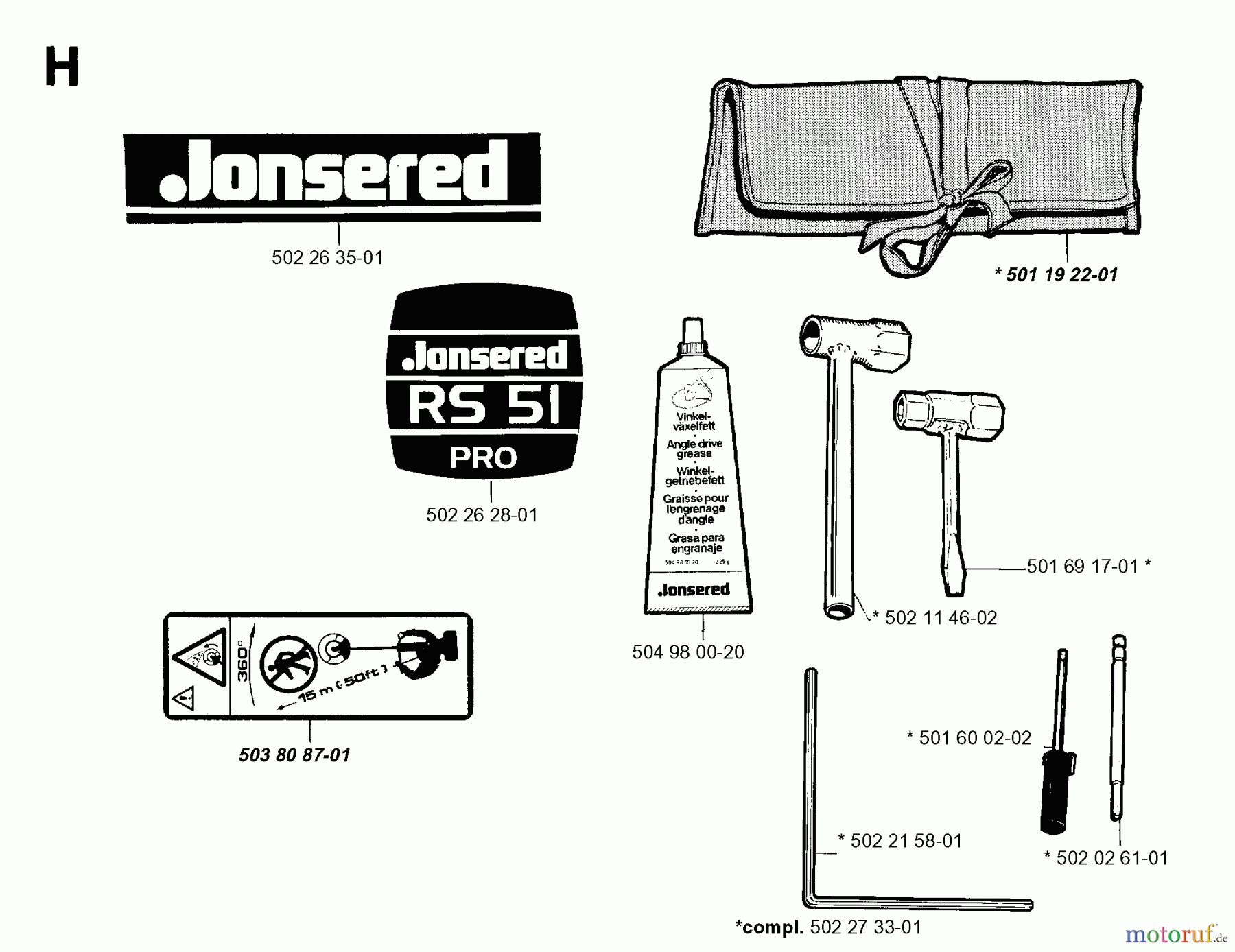 Jonsered Motorsensen, Trimmer RS51 - Jonsered String/Brush Trimmer (1995-03) ACCESSORIES #2