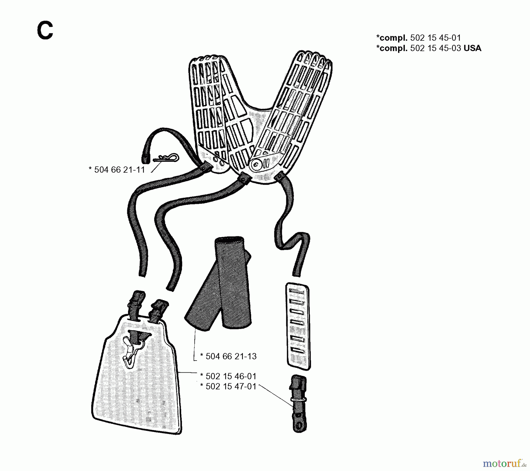 Jonsered Motorsensen, Trimmer RS51 - Jonsered String/Brush Trimmer (1995-03) HARNESS