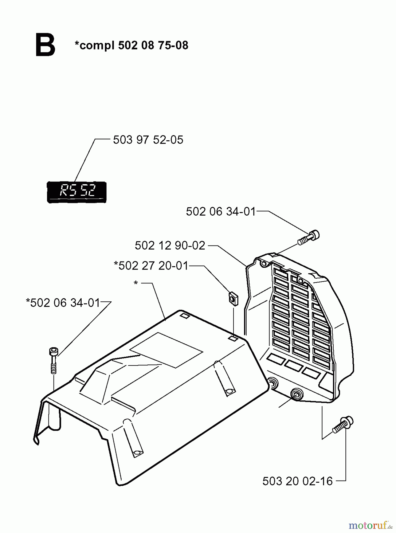 Jonsered Motorsensen, Trimmer RS52 - Jonsered String/Brush Trimmer (1999-04) CYLINDER COVER