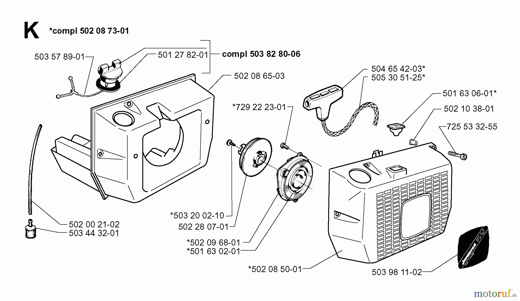 Jonsered Motorsensen, Trimmer RS52 - Jonsered String/Brush Trimmer (1999-04) STARTER