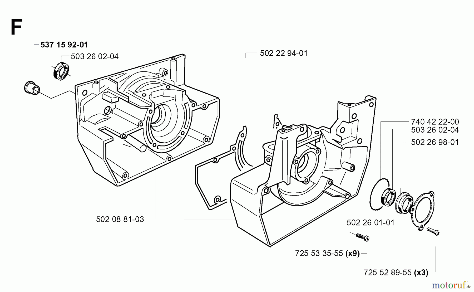 Jonsered Motorsensen, Trimmer RS52 EPA - Jonsered String/Brush Trimmer (2001-05) CRANKCASE