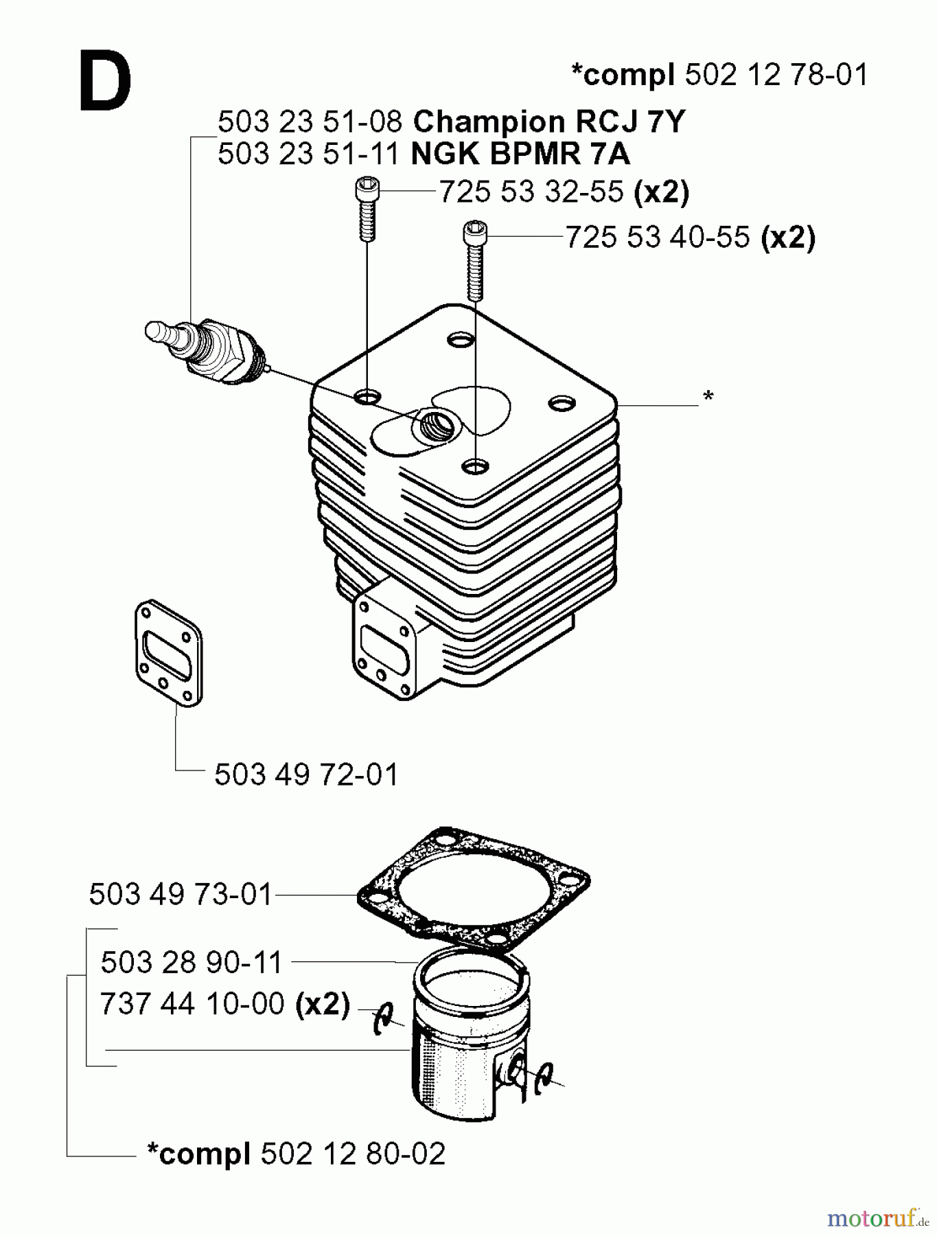 Jonsered Motorsensen, Trimmer RS52 EPA - Jonsered String/Brush Trimmer (2001-05) CYLINDER PISTON