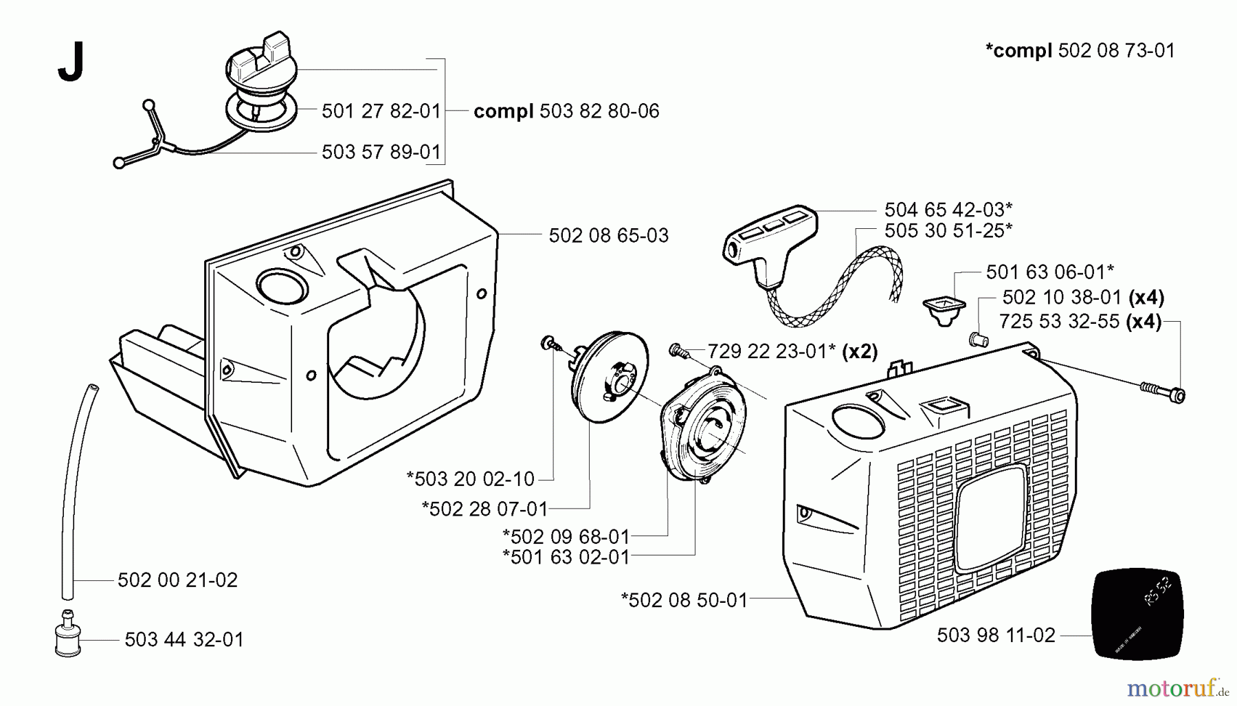 Jonsered Motorsensen, Trimmer RS52 EPA - Jonsered String/Brush Trimmer (2001-05) FUEL TANK STARTER AIR FILTER