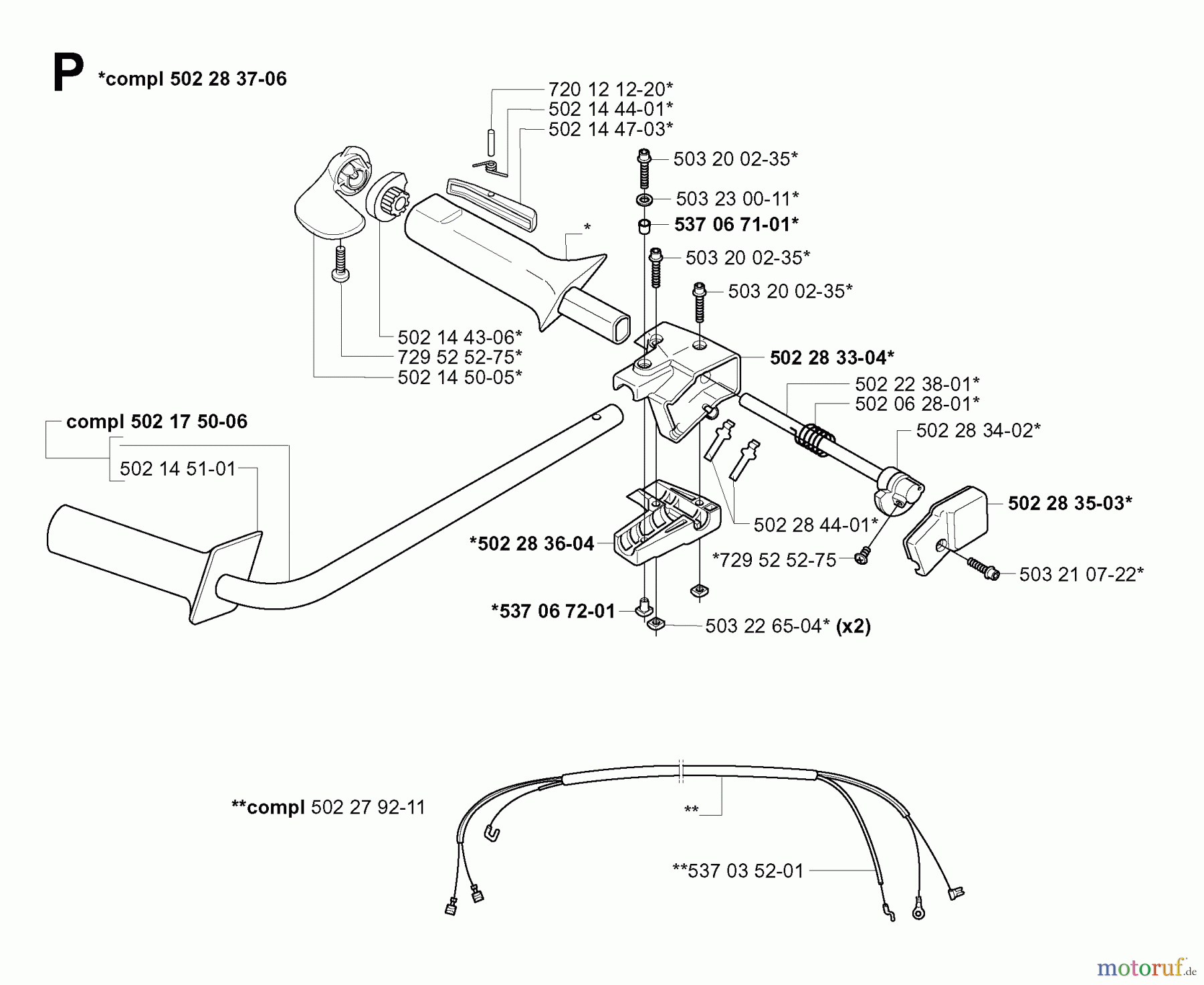 Jonsered Motorsensen, Trimmer RS52 EPA - Jonsered String/Brush Trimmer (2001-05) HANDLE CONTROLS