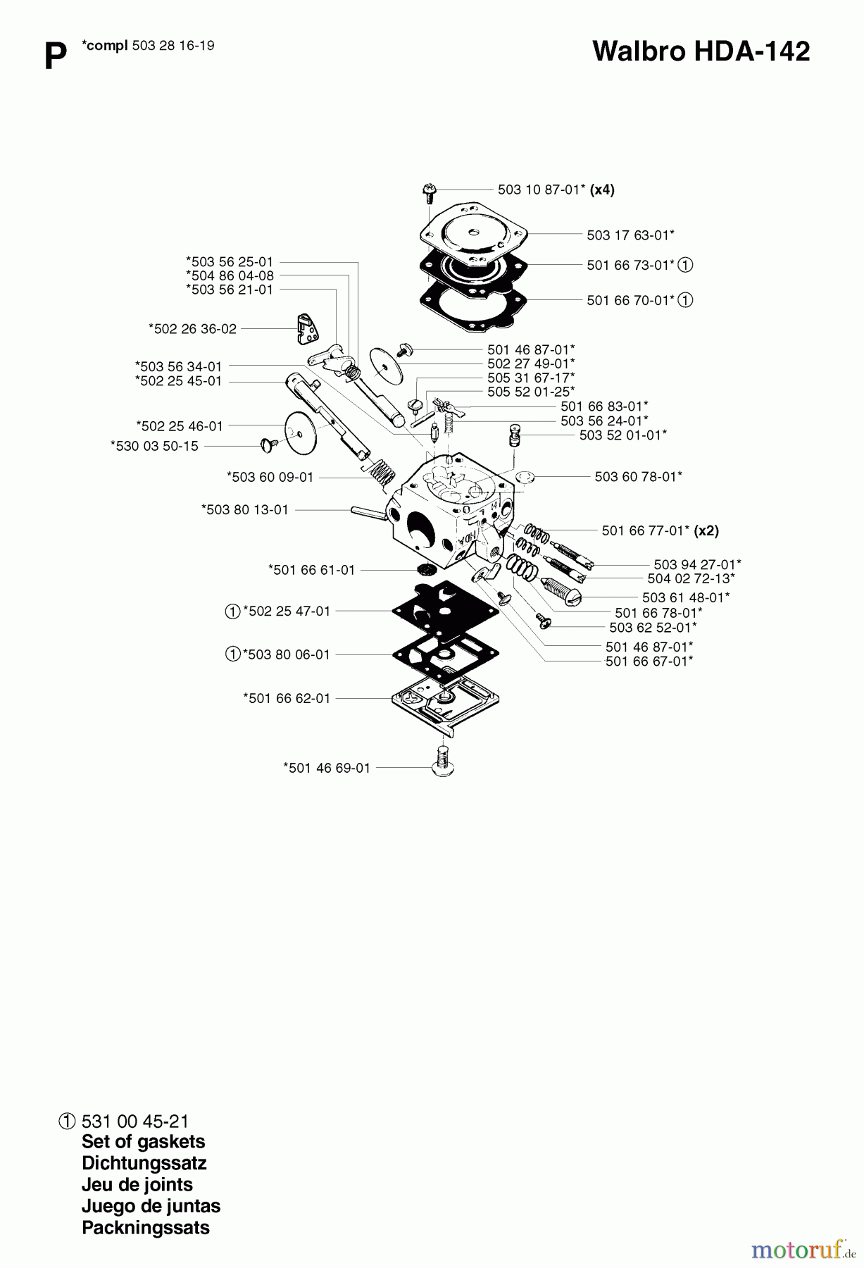 Jonsered Motorsensen, Trimmer RS52 EPA - Jonsered String/Brush Trimmer (2002-08) CARBURETOR DETAILS #1