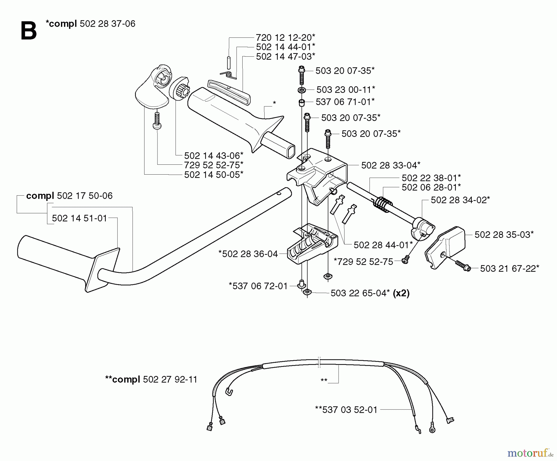 Jonsered Motorsensen, Trimmer RS52 - Jonsered String/Brush Trimmer (2002-08) HANDLE CONTROLS