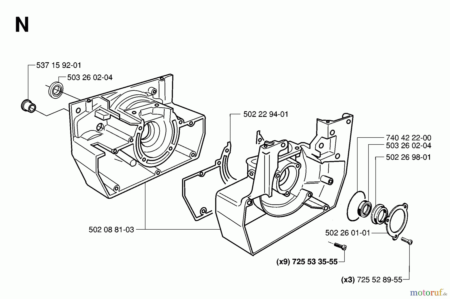 Jonsered Motorsensen, Trimmer RS52 - Jonsered String/Brush Trimmer (2006-07) CRANKCASE