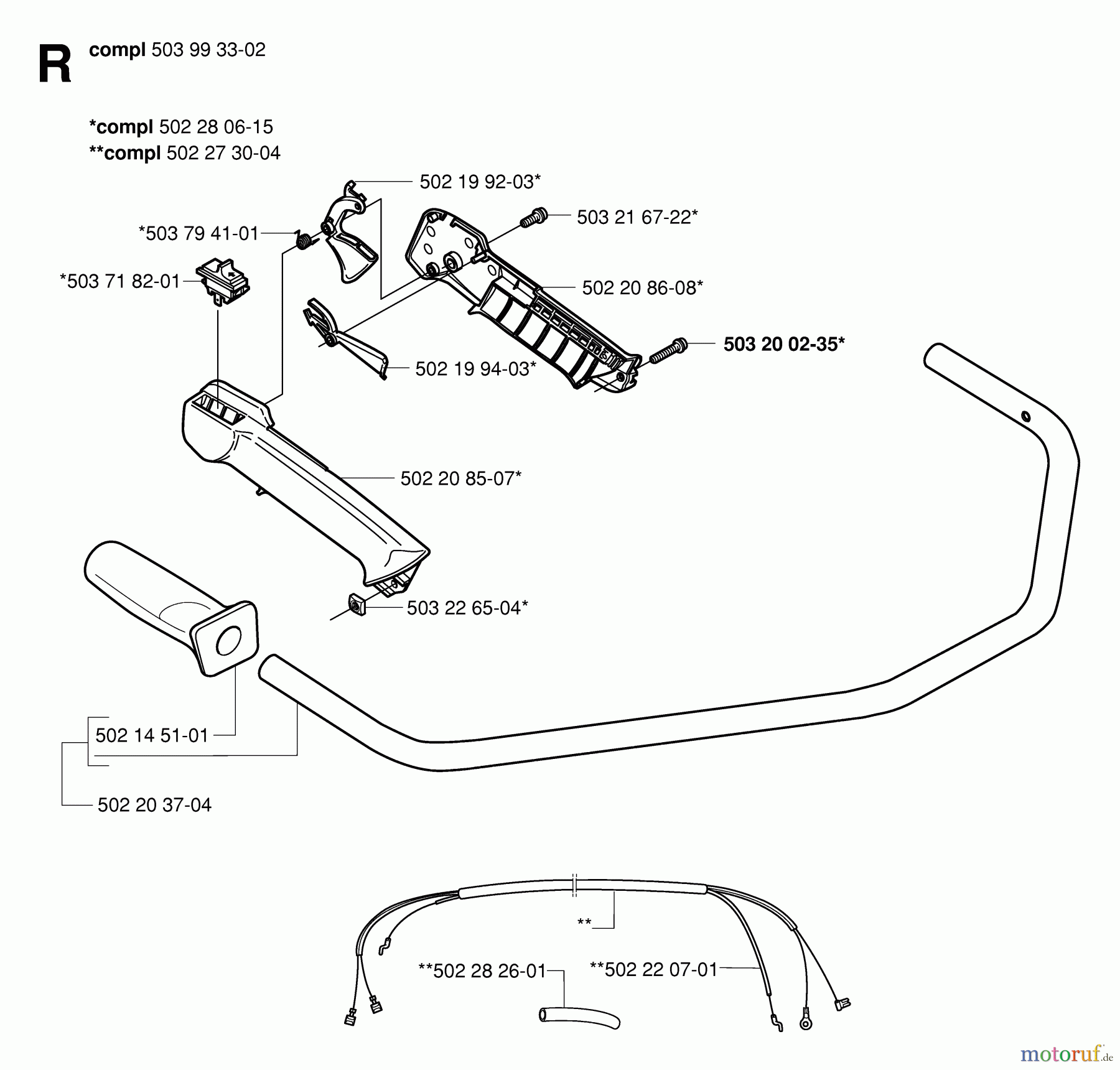 Jonsered Motorsensen, Trimmer RS52 - Jonsered String/Brush Trimmer (2006-07) HANDLE CONTROLS #2
