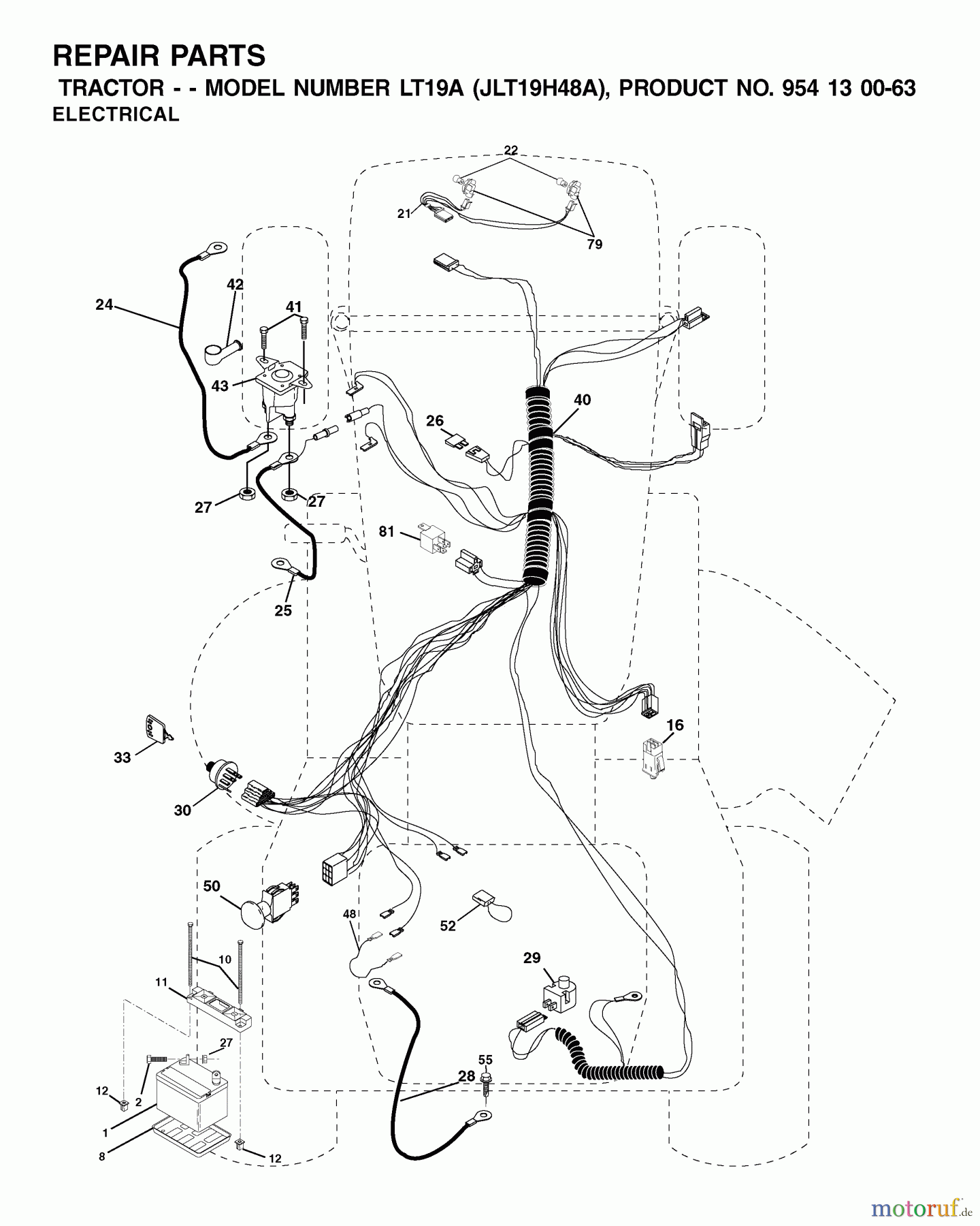 Jonsered Rasen und Garten Traktoren LT19A (JLT19H48A, 954130063) - Jonsered Lawn & Garden Tractor (2002-02) ELECTRICAL