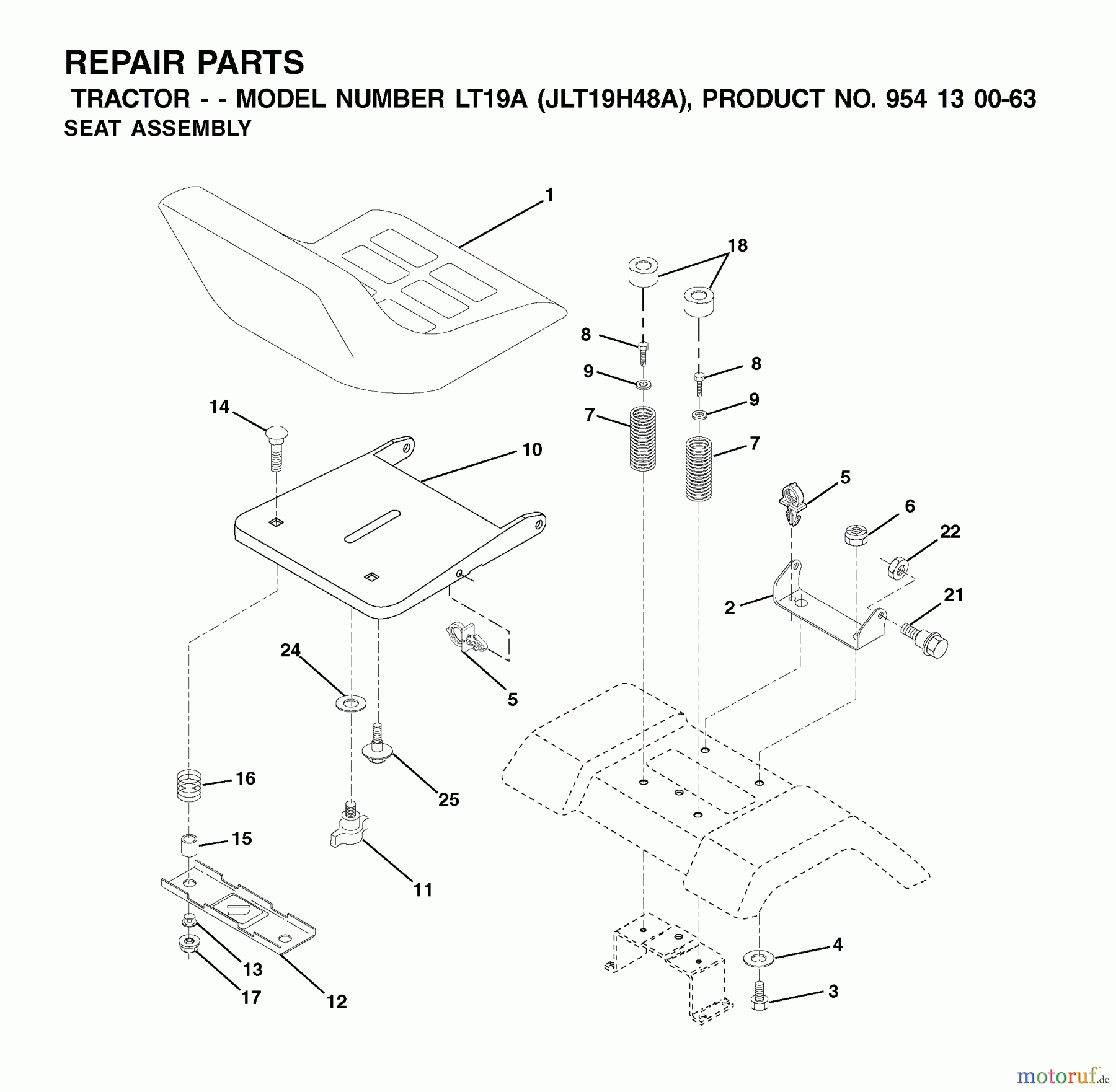  Jonsered Rasen  und Garten Traktoren LT19A (JLT19H48A, 954130063) - Jonsered Lawn & Garden Tractor (2002-02) SEAT