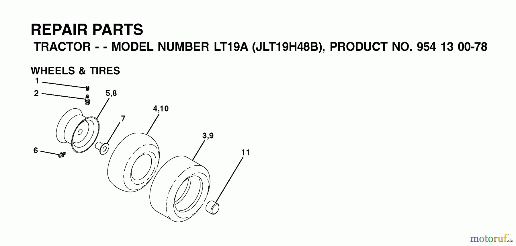  Jonsered Rasen  und Garten Traktoren LT19A (JLT19H48B, 954130078) - Jonsered Lawn & Garden Tractor (2002-03) WHEELS TIRES