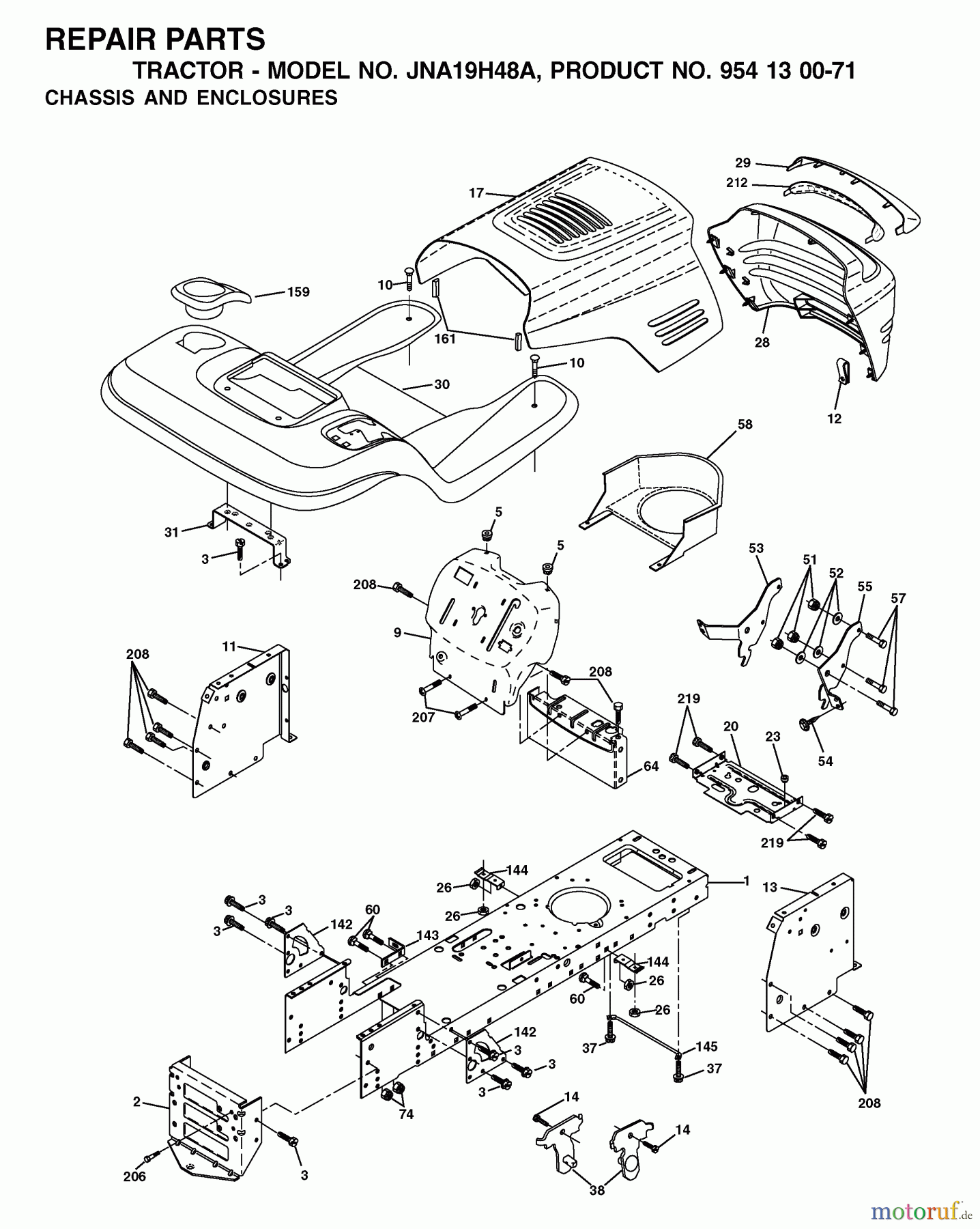  Jonsered Rasen  und Garten Traktoren LT19A (JNA19H48A, 954130071) - Jonsered Lawn & Garden Tractor (2003-01) CHASSIS ENCLOSURES