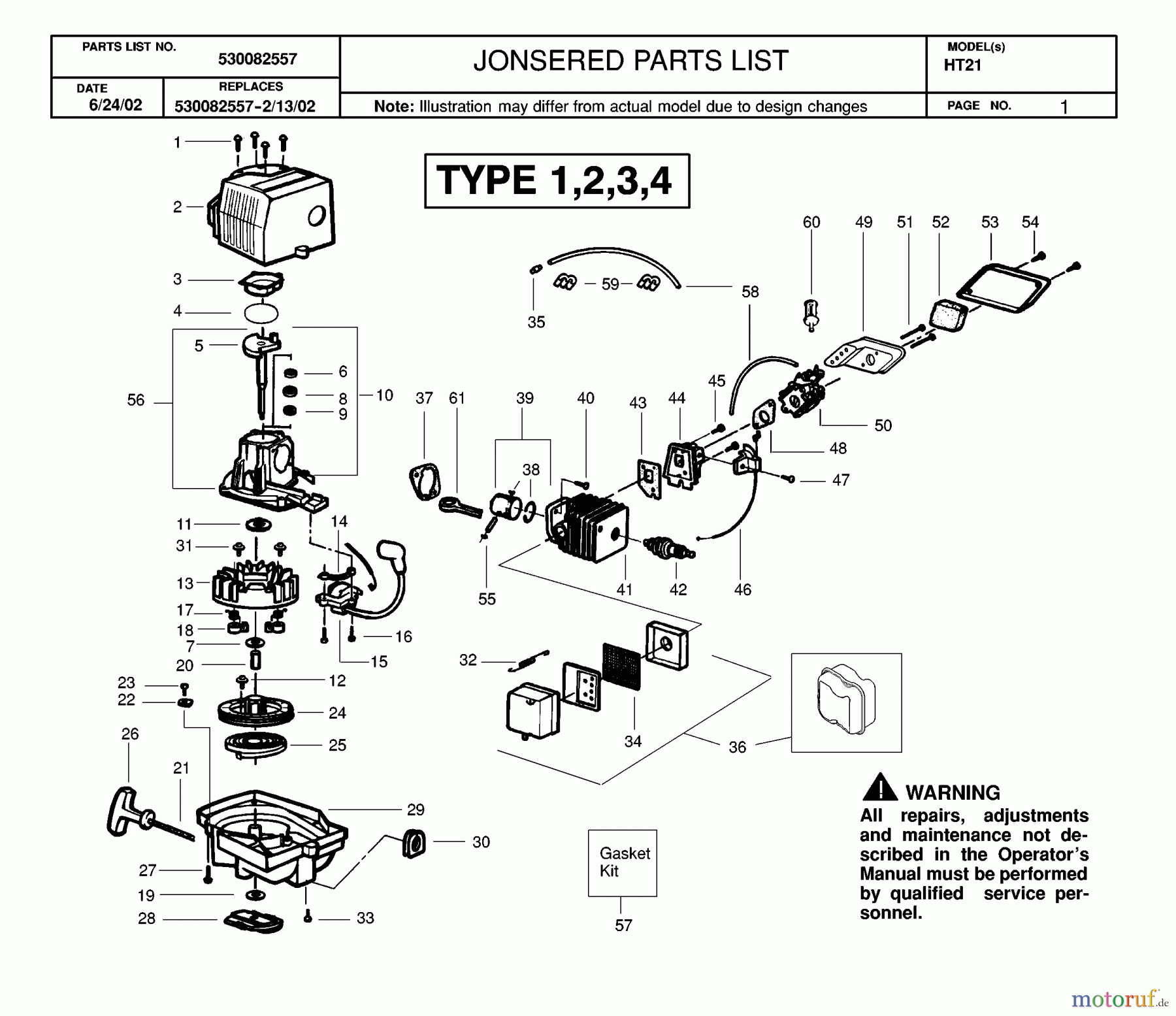 Jonsered Heckenscheren HT21 - Jonsered Hedge Trimmer (2003-01) ENGINE #1