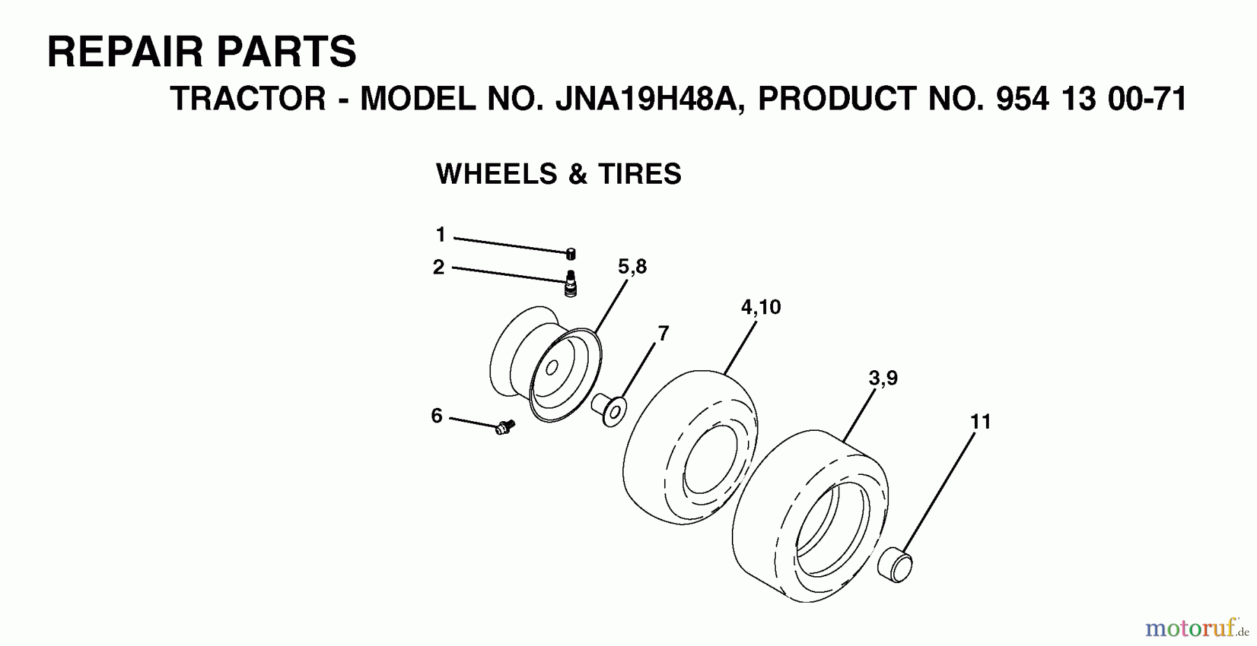  Jonsered Rasen  und Garten Traktoren LT19A (JNA19H48A, 954130071) - Jonsered Lawn & Garden Tractor (2003-01) WHEELS TIRES