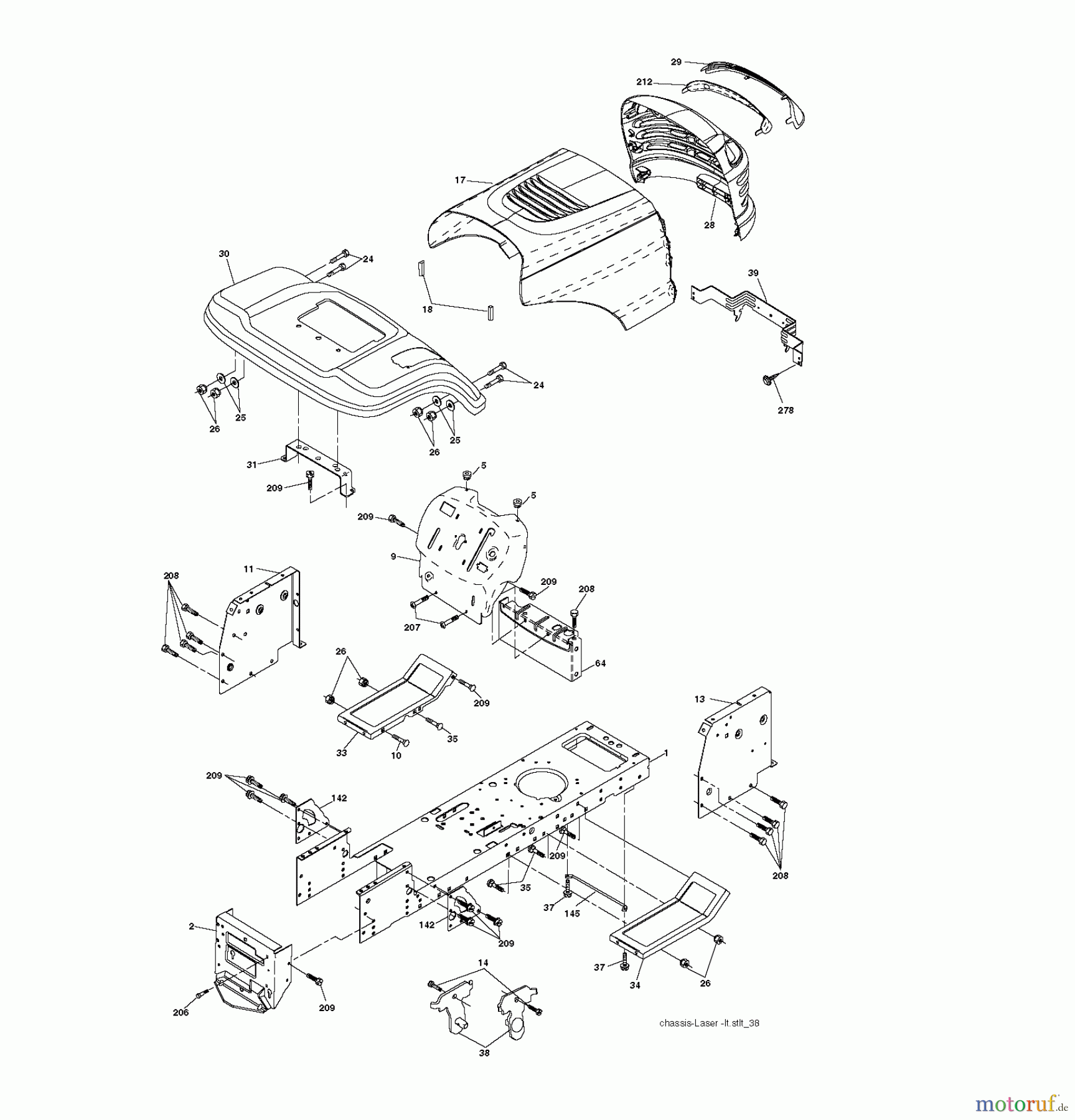Jonsered Rasen und Garten Traktoren LT2113 (96011026600) - Jonsered Lawn & Garden Tractor (2007-09) CHASSIS ENCLOSURES