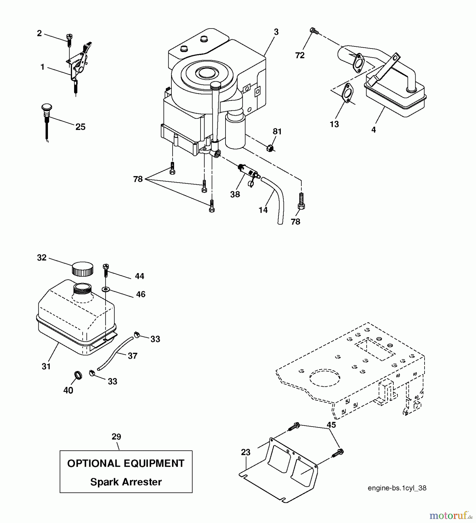 Jonsered Rasen  und Garten Traktoren LT2113 (96011026600) - Jonsered Lawn & Garden Tractor (2007-09) ENGINE