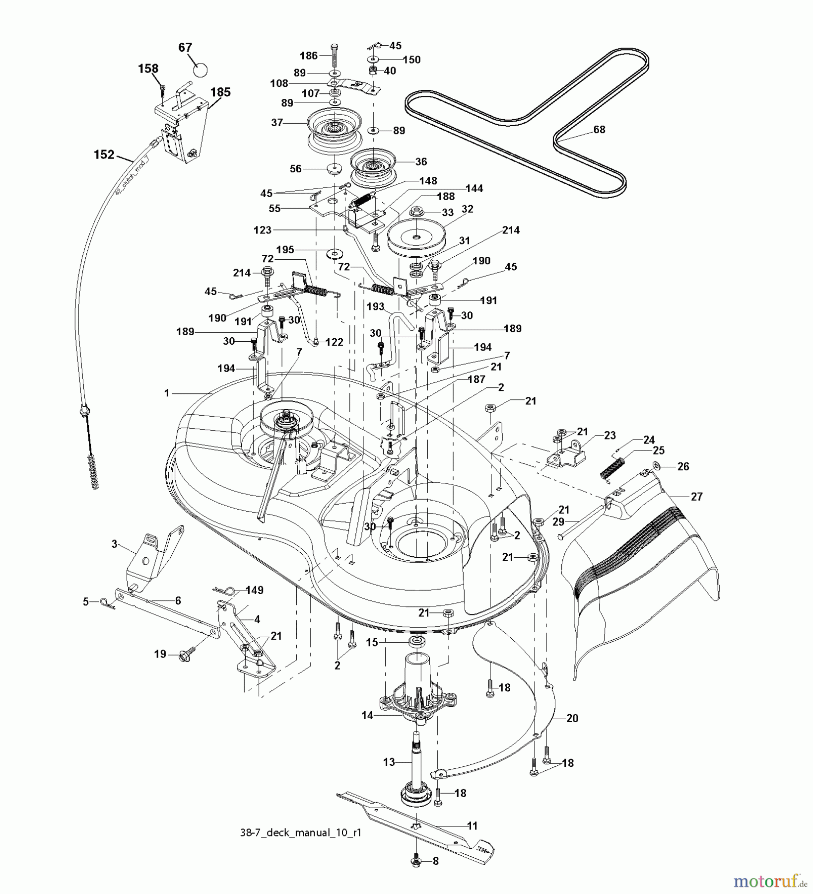 Jonsered Rasen und Garten Traktoren LT2113 (96011026600) - Jonsered Lawn & Garden Tractor (2007-09) MOWER DECK / CUTTING DECK