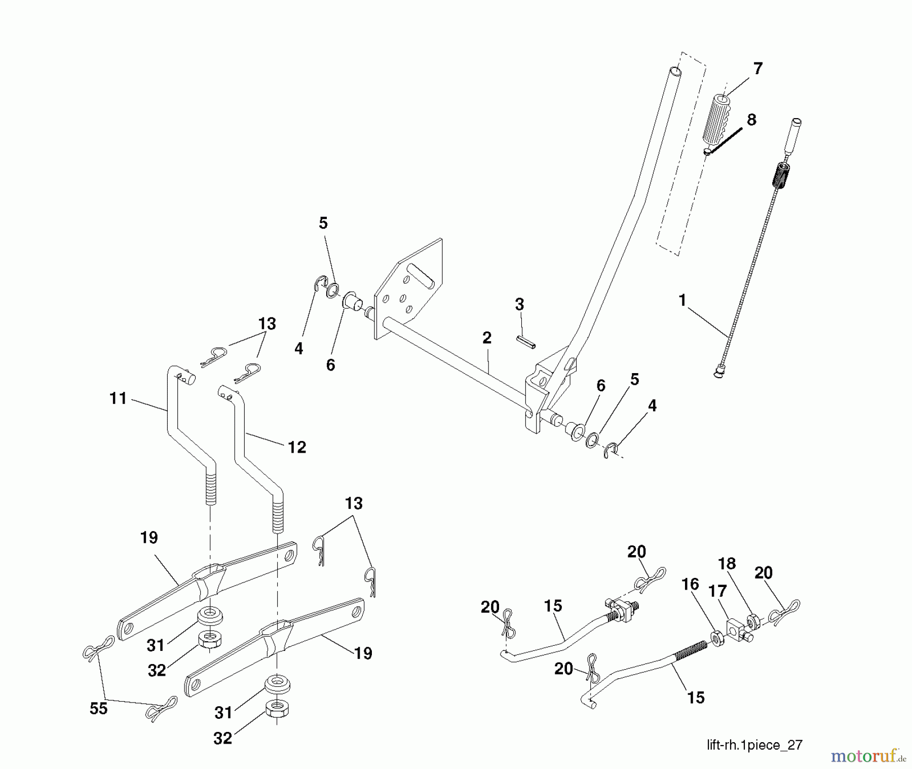 Jonsered Rasen und Garten Traktoren LT2113 (96011026600) - Jonsered Lawn & Garden Tractor (2007-09) MOWER LIFT / DECK LIFT