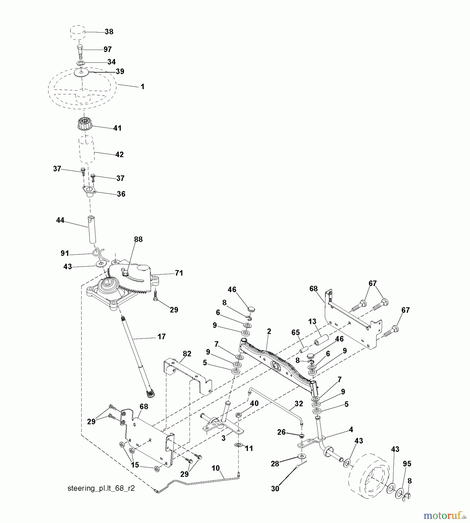 Jonsered Rasen  und Garten Traktoren LT2113 (96011026600) - Jonsered Lawn & Garden Tractor (2007-09) STEERING