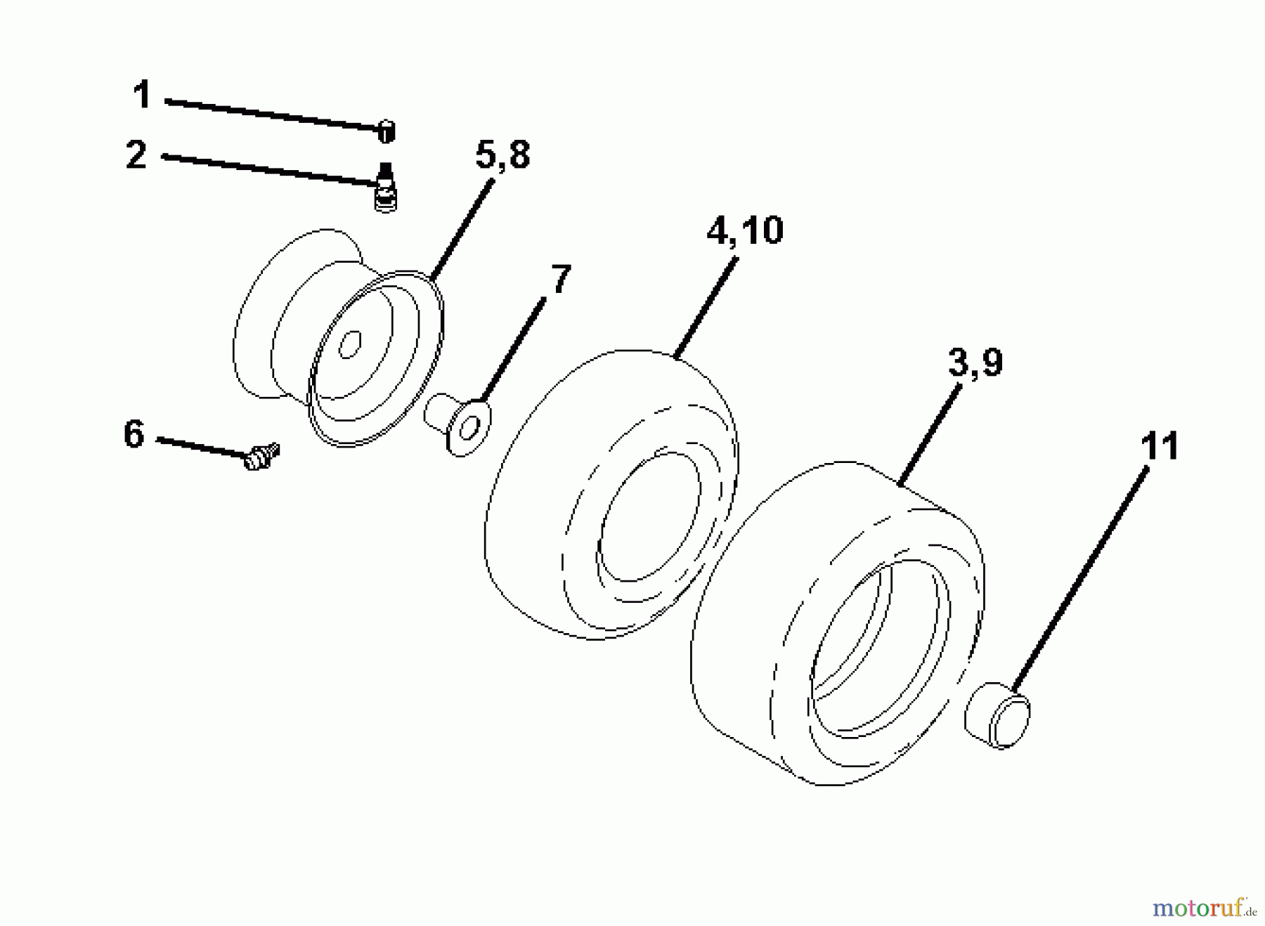 Jonsered Rasen und Garten Traktoren LT2113 (96011026600) - Jonsered Lawn & Garden Tractor (2007-09) WHEELS TIRES