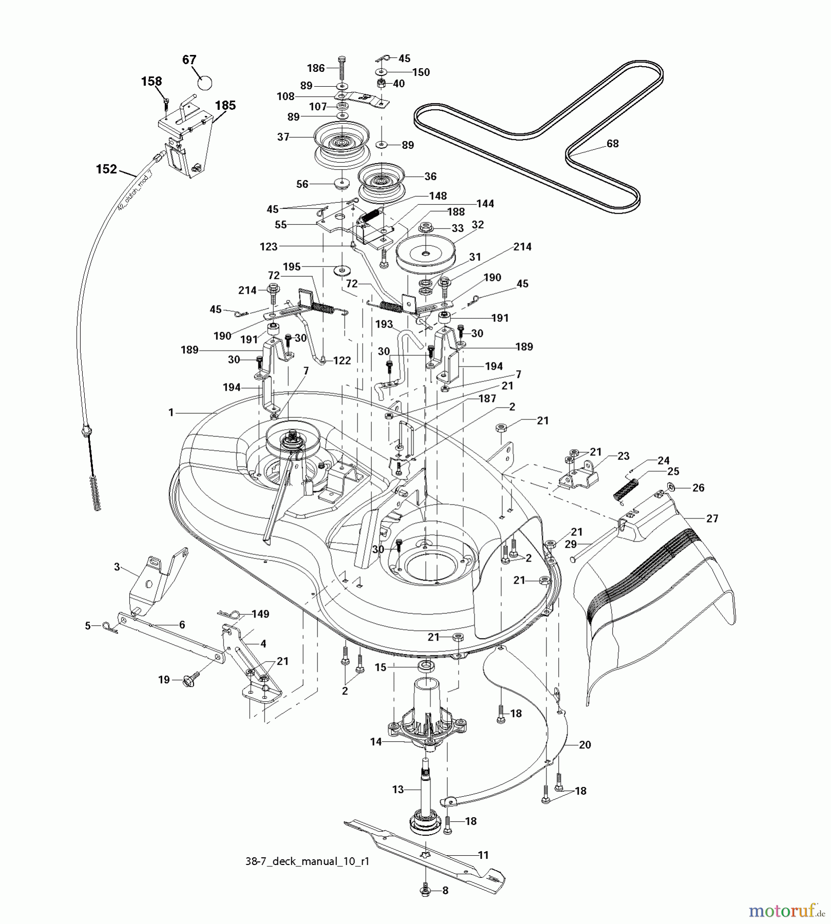 Jonsered Rasen und Garten Traktoren LT2113 (96011026601) - Jonsered Lawn & Garden Tractor (2008-02) MOWER DECK / CUTTING DECK