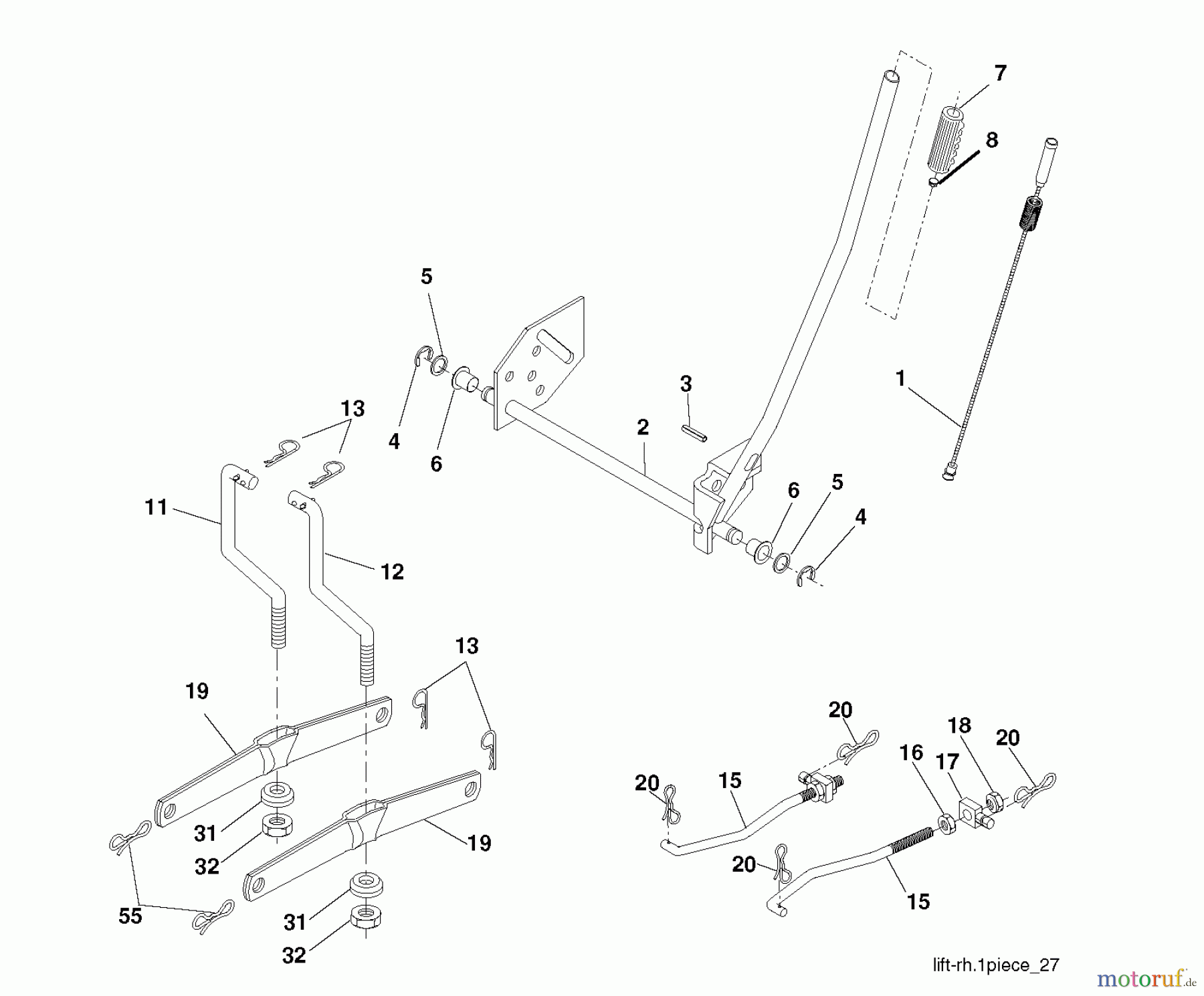  Jonsered Rasen  und Garten Traktoren LT2113 (96011026601) - Jonsered Lawn & Garden Tractor (2008-02) MOWER LIFT / DECK LIFT
