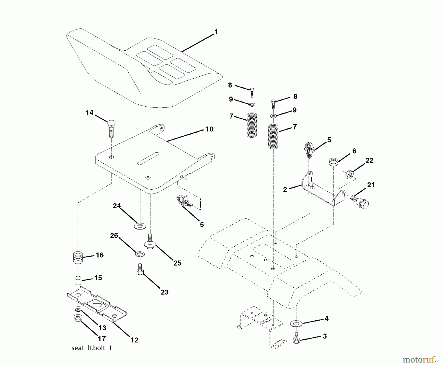 Jonsered Rasen und Garten Traktoren LT2113 (96011026601) - Jonsered Lawn & Garden Tractor (2008-02) SEAT