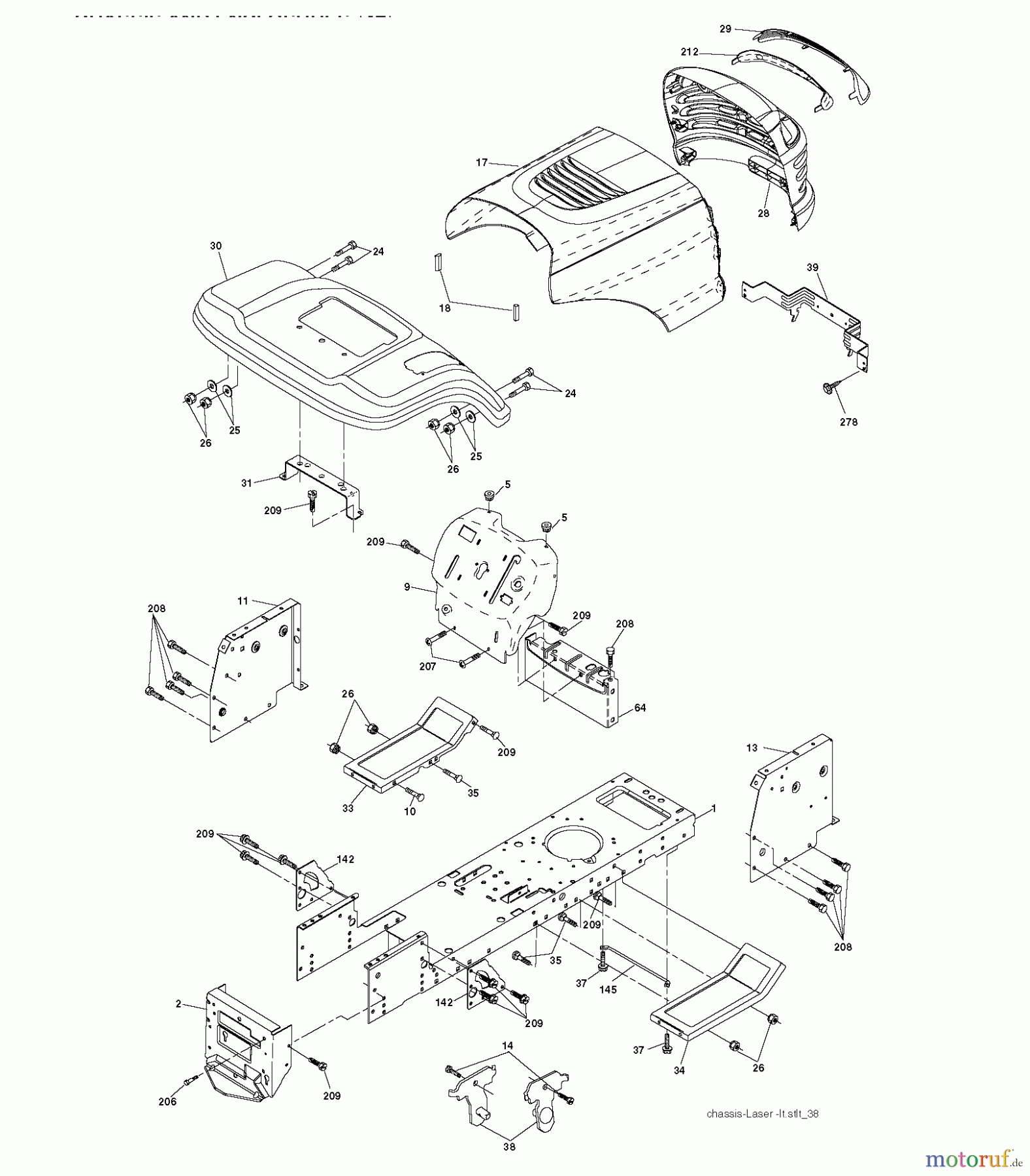  Jonsered Rasen  und Garten Traktoren LT2113 (96011026602) - Jonsered Lawn & Garden Tractor (2008-09) CHASSIS ENCLOSURES