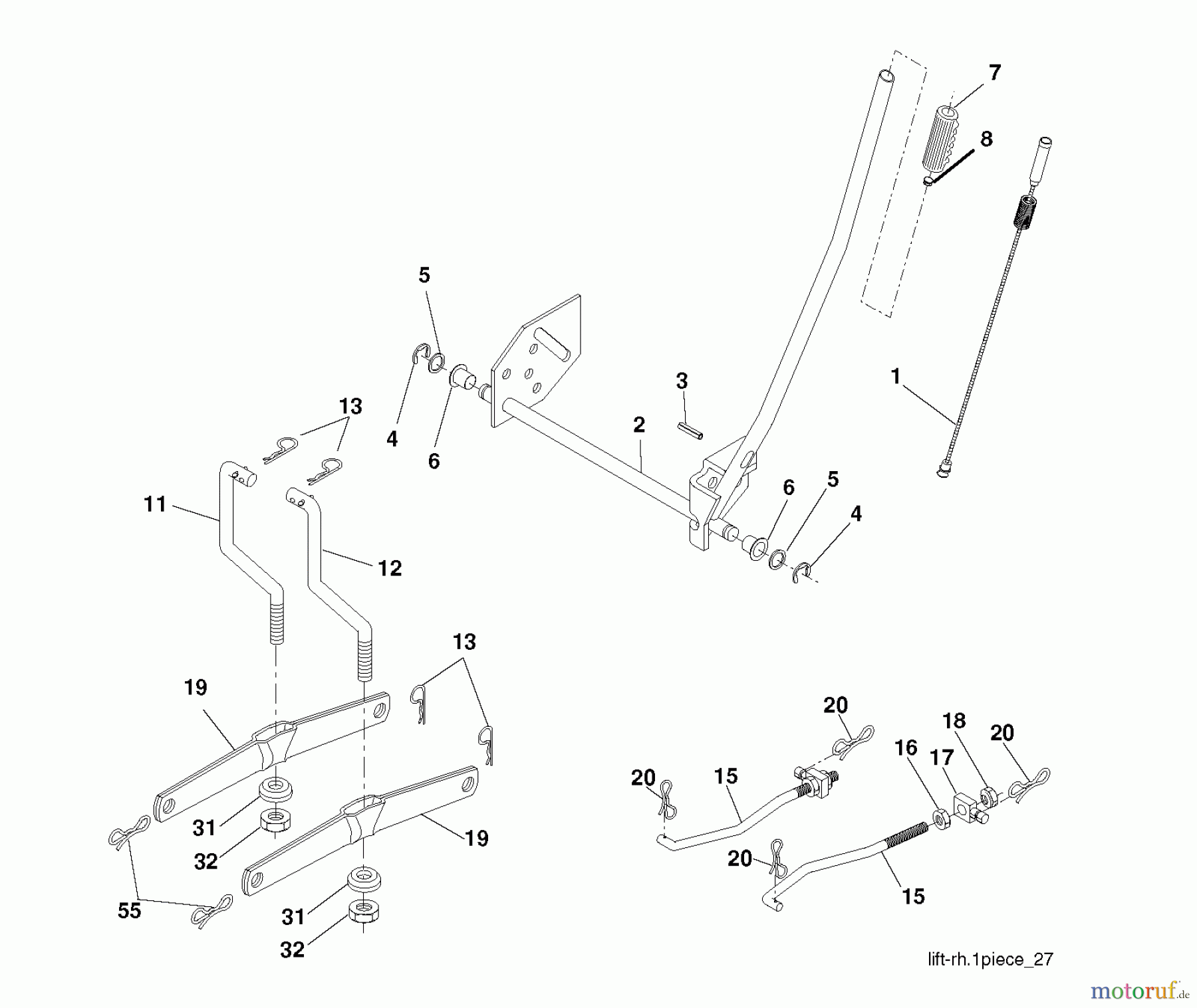 Jonsered Rasen und Garten Traktoren LT2113 (96011026602) - Jonsered Lawn & Garden Tractor (2008-09) MOWER LIFT / DECK LIFT