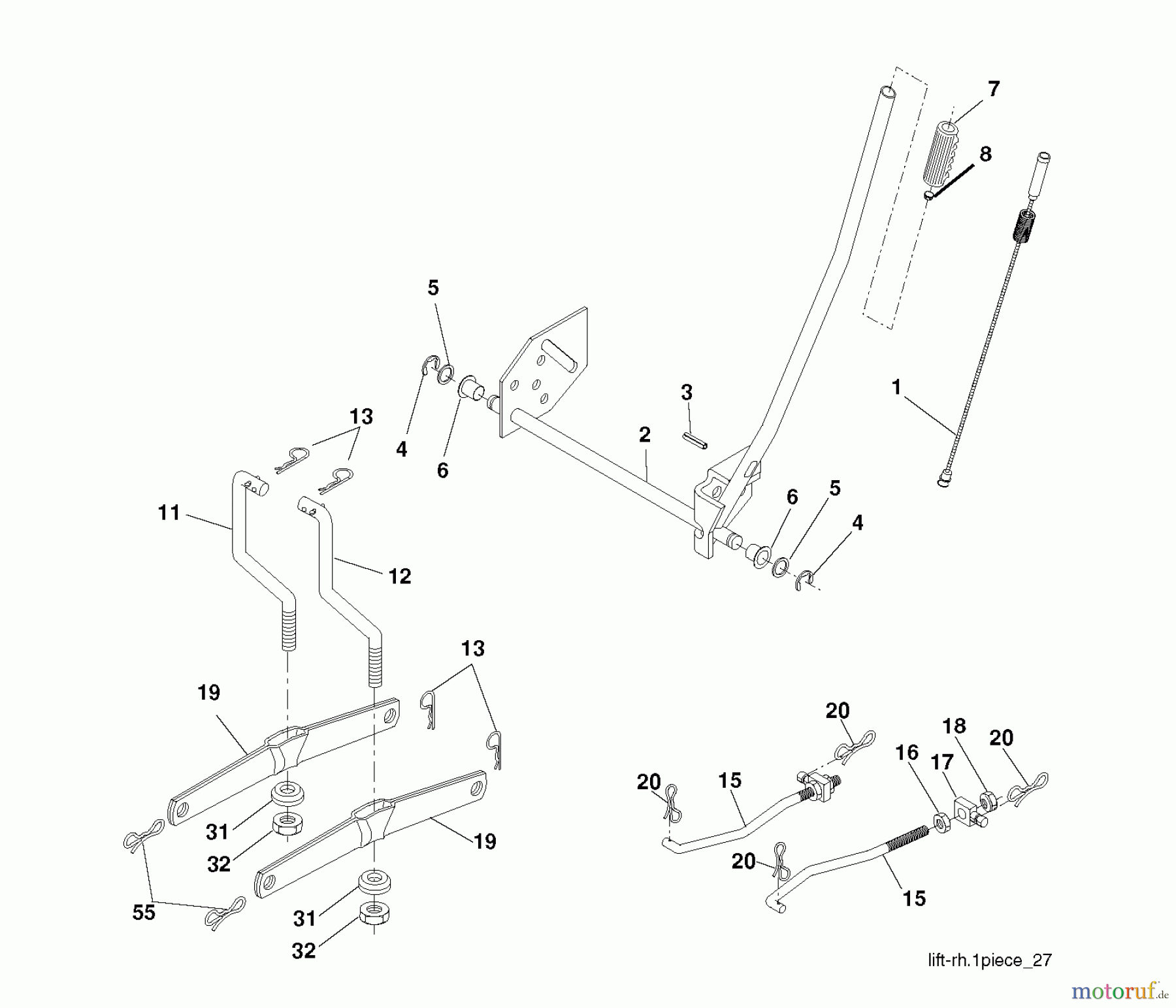Jonsered Rasen  und Garten Traktoren LT2113 (96011026604) - Jonsered Lawn & Garden Tractor (2010-03) MOWER LIFT / DECK LIFT