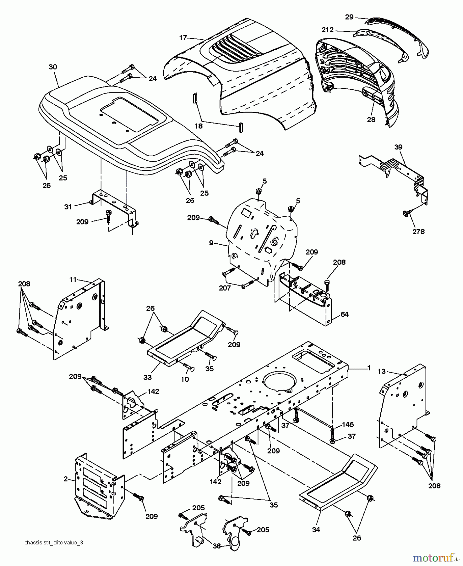 Jonsered Rasen  und Garten Traktoren LT2113 (96011026604) - Jonsered Lawn & Garden Tractor (2010-03) CHASSIS ENCLOSURES