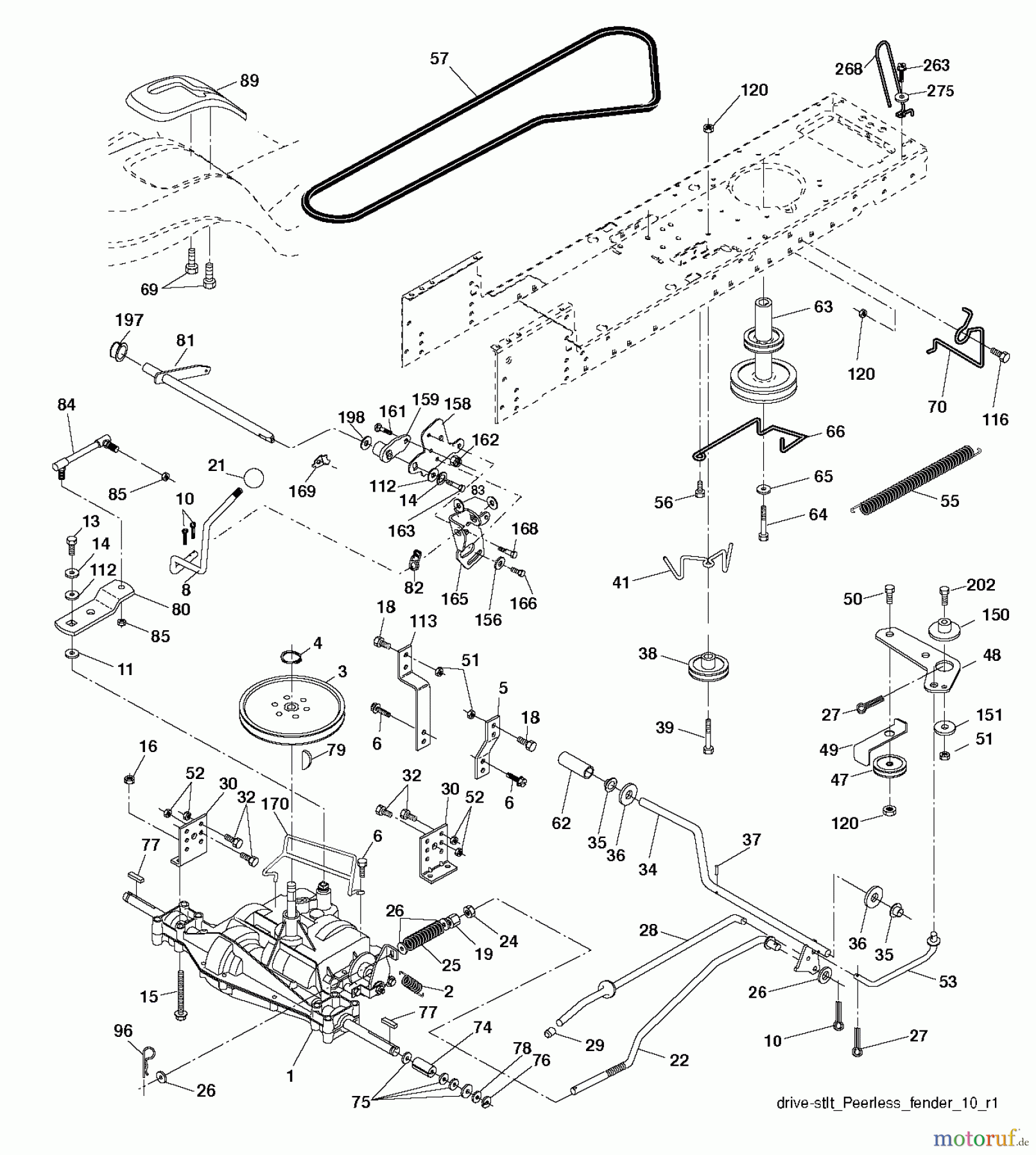 Jonsered Rasen und Garten Traktoren LT2113 (96011026604) - Jonsered Lawn & Garden Tractor (2010-03) DRIVE