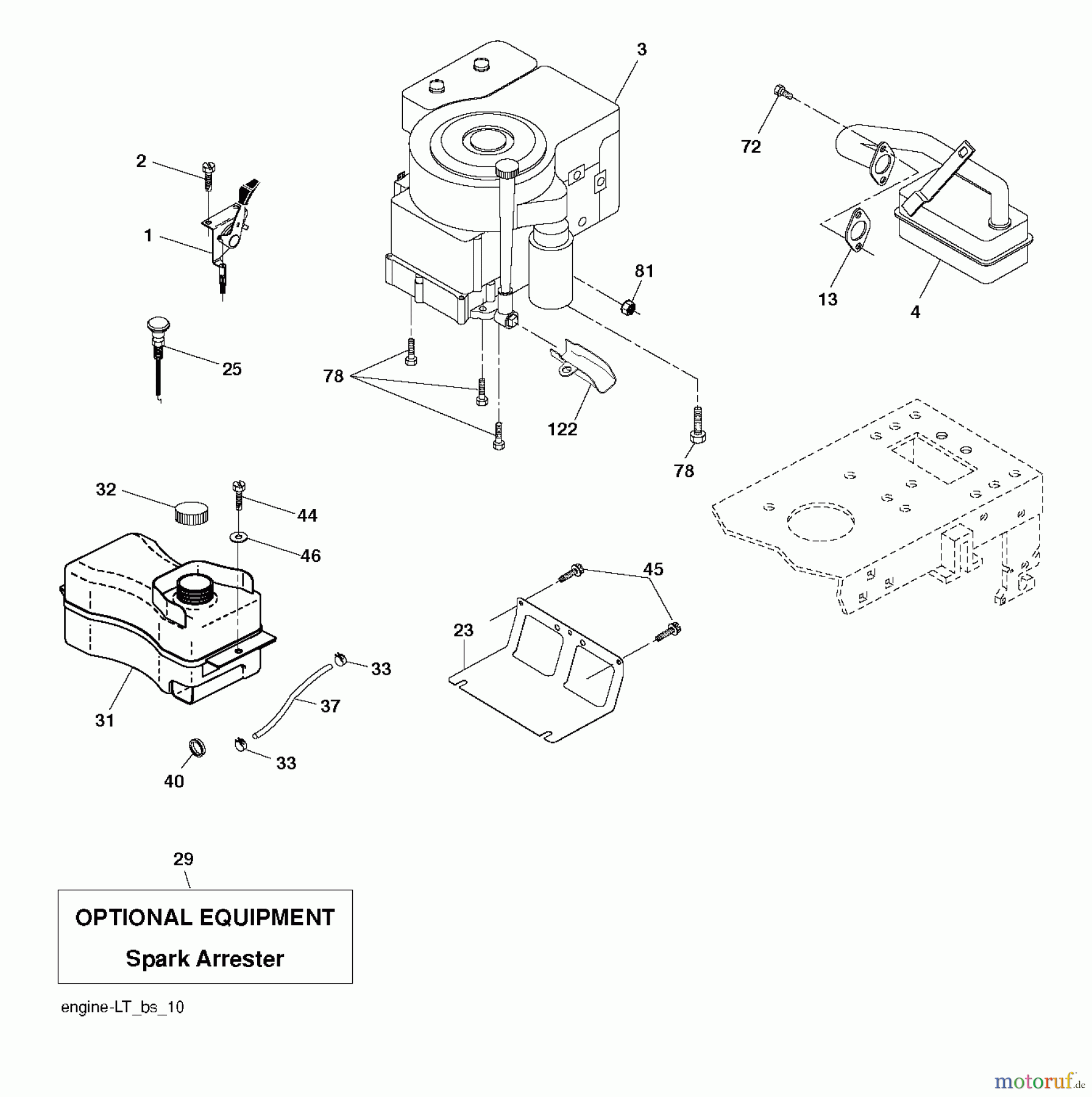 Jonsered Rasen und Garten Traktoren LT2113 (96011026604) - Jonsered Lawn & Garden Tractor (2010-03) ENGINE