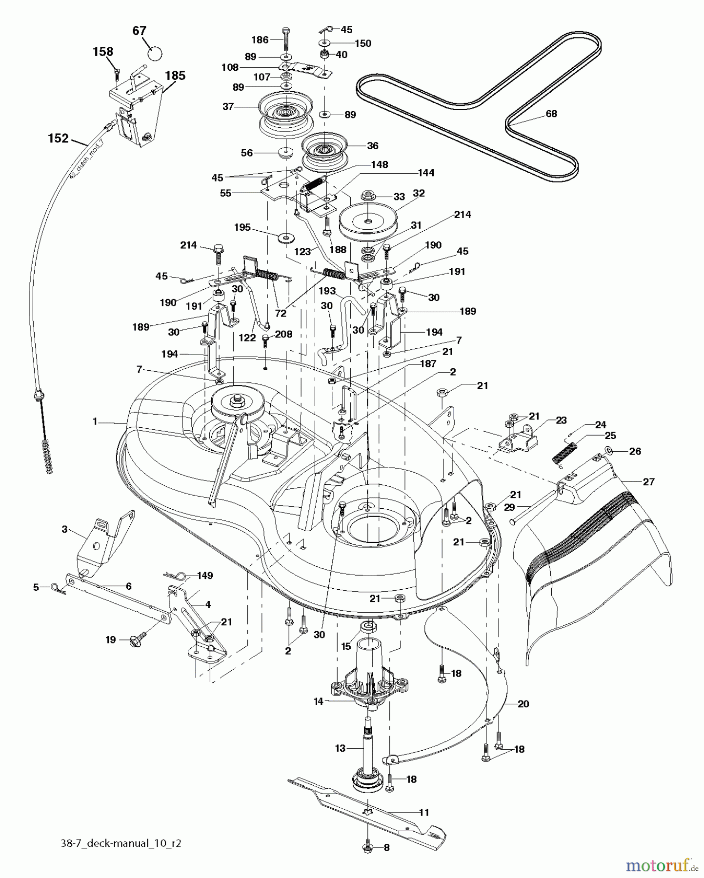 Jonsered Rasen und Garten Traktoren LT2113 (96011026604) - Jonsered Lawn & Garden Tractor (2010-03) MOWER DECK / CUTTING DECK