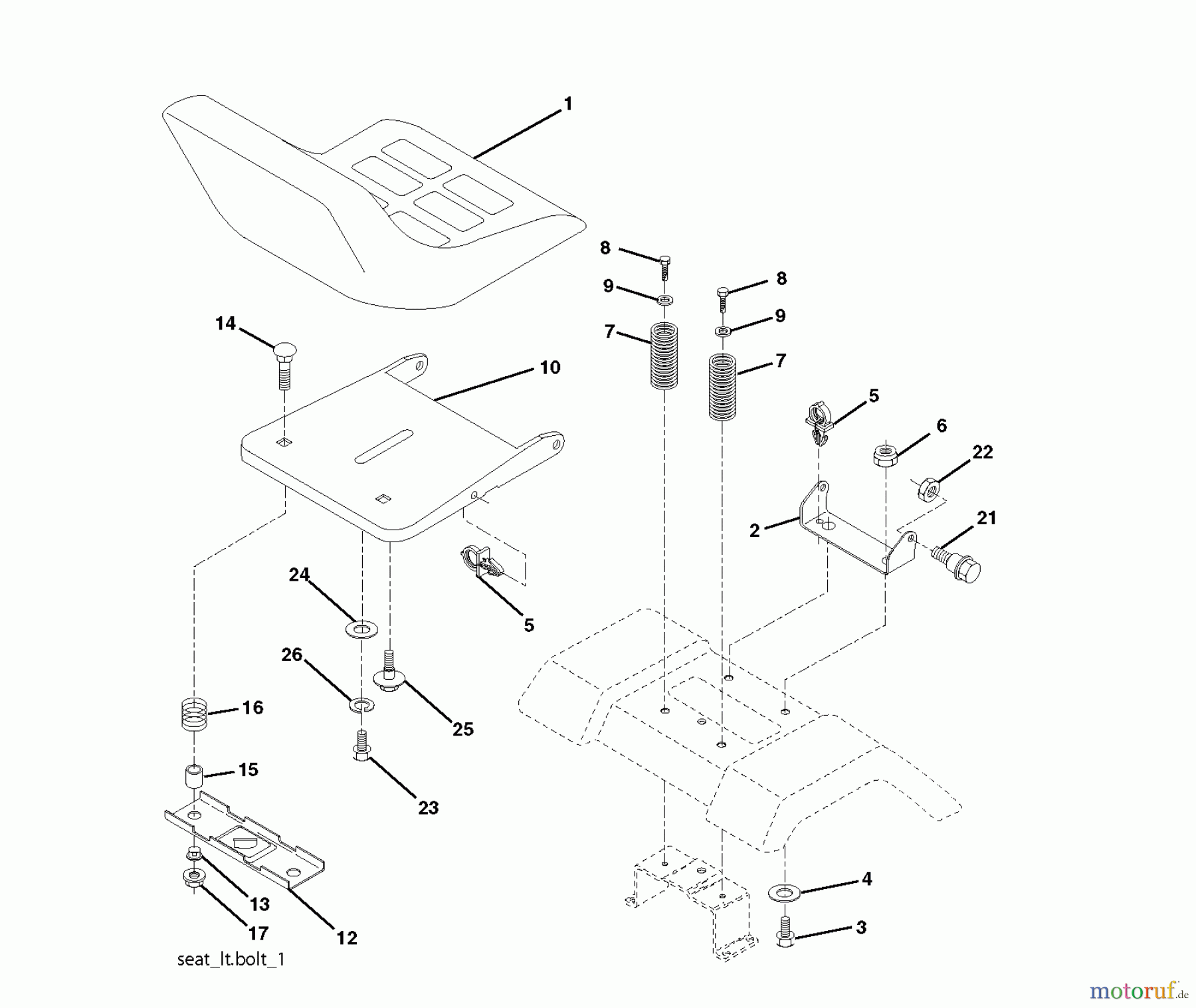 Jonsered Rasen und Garten Traktoren LT2113 (96011026604) - Jonsered Lawn & Garden Tractor (2010-03) SEAT