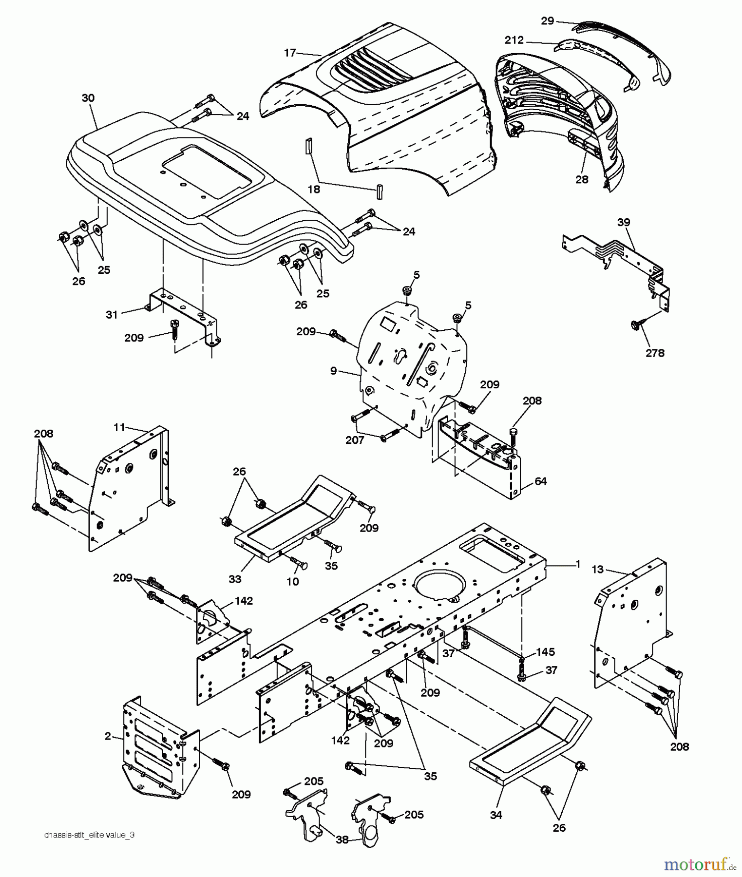  Jonsered Rasen  und Garten Traktoren LT2113 (96011026605) - Jonsered Lawn & Garden Tractor (2010-09) CHASSIS ENCLOSURES