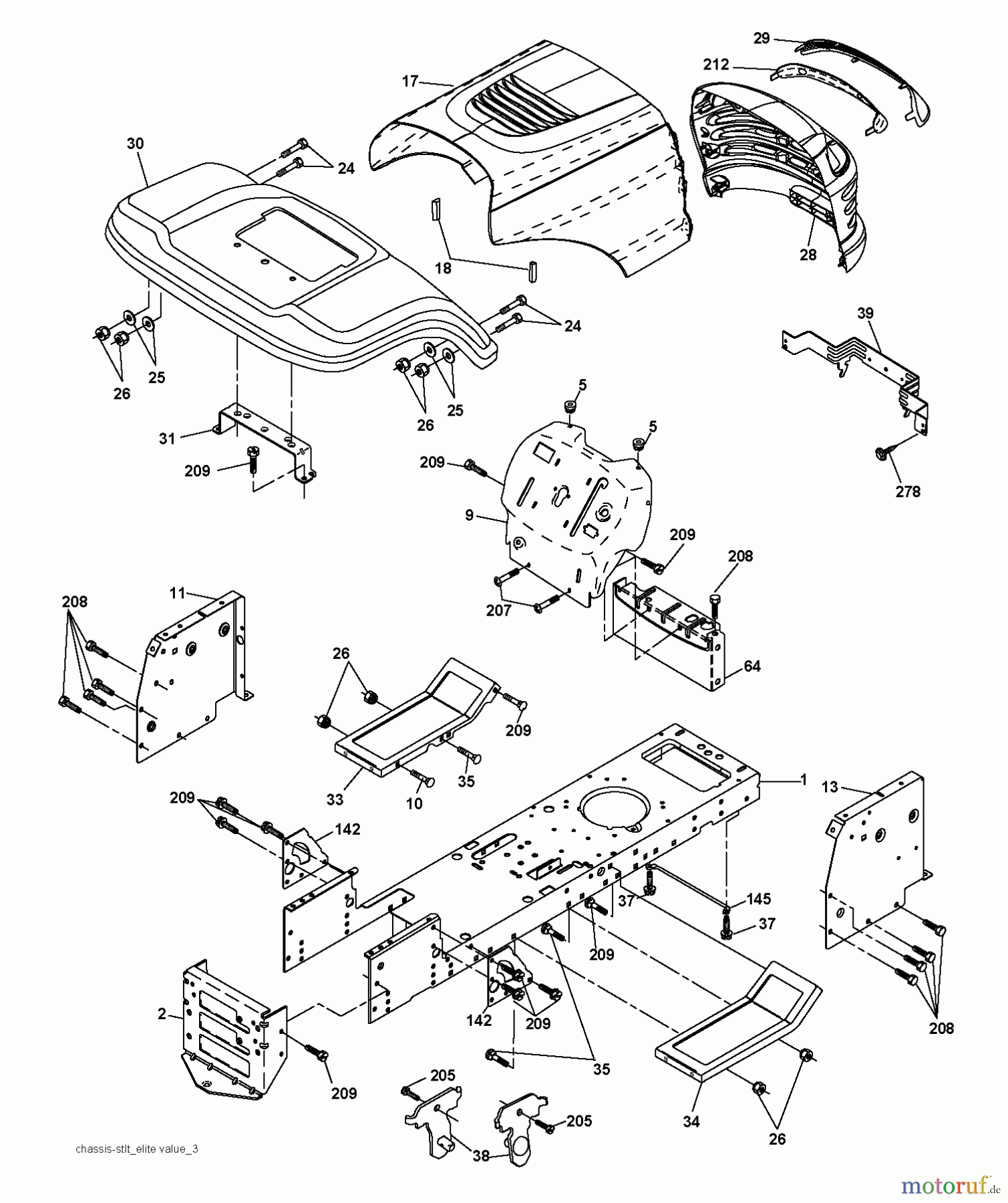 Jonsered Rasen und Garten Traktoren LT2113 (96011026607) - Jonsered Lawn & Garden Tractor (2012-08) CHASSIS ENCLOSURES